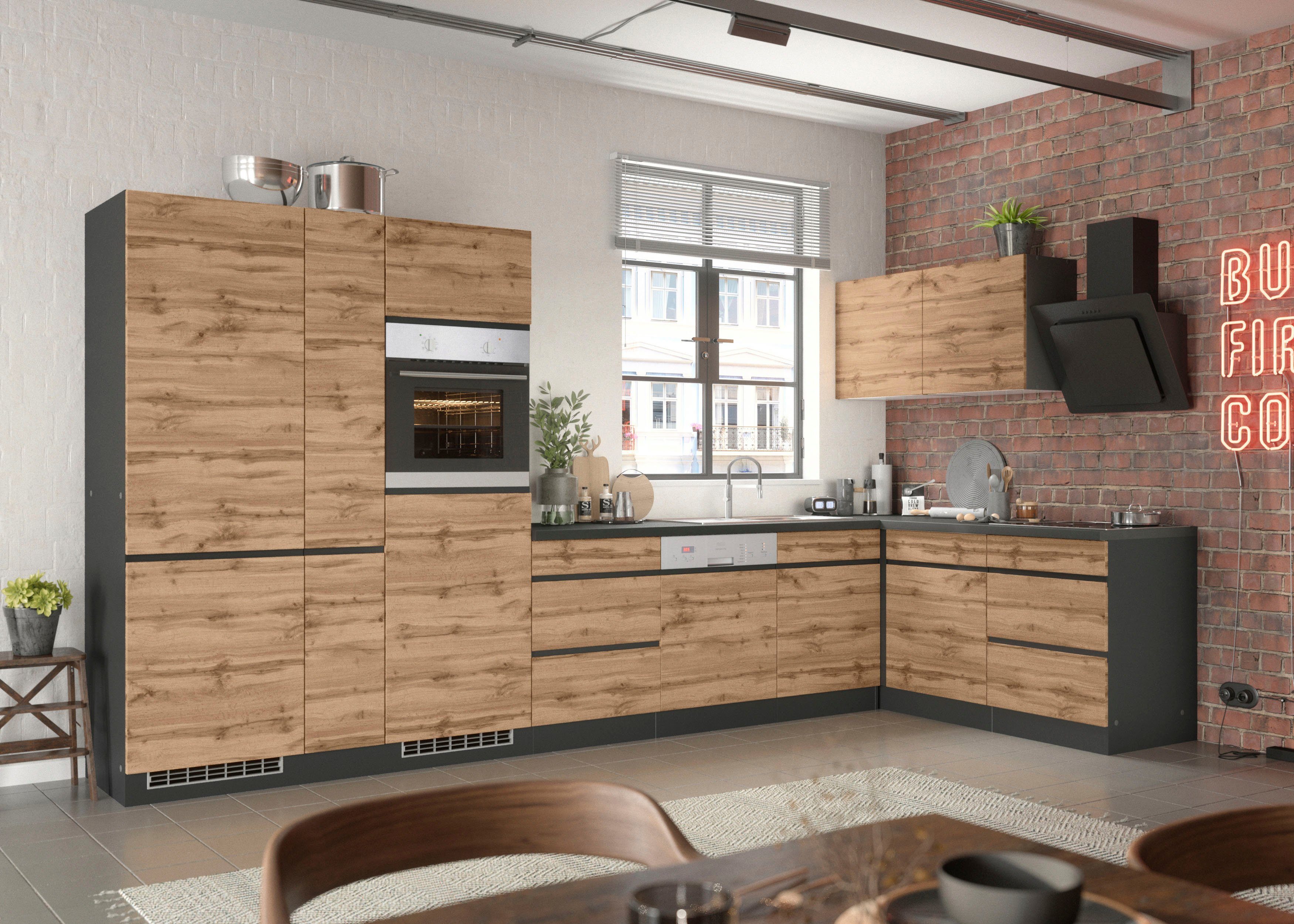 KOCHSTATION Winkelküche KS-Riesa, Stellbreite 390/180 cm, ohne E-Geräte