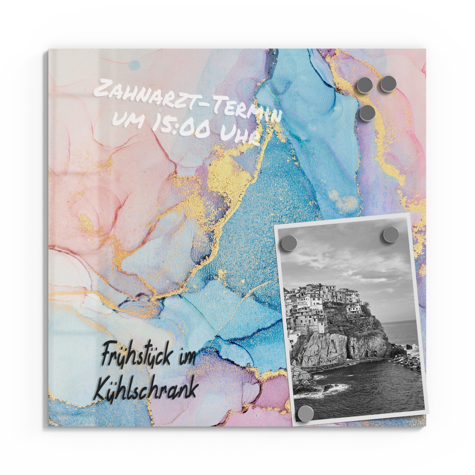 DEQORI Magnettafel 'Goldene Strömung', Whiteboard Pinnwand beschreibbar