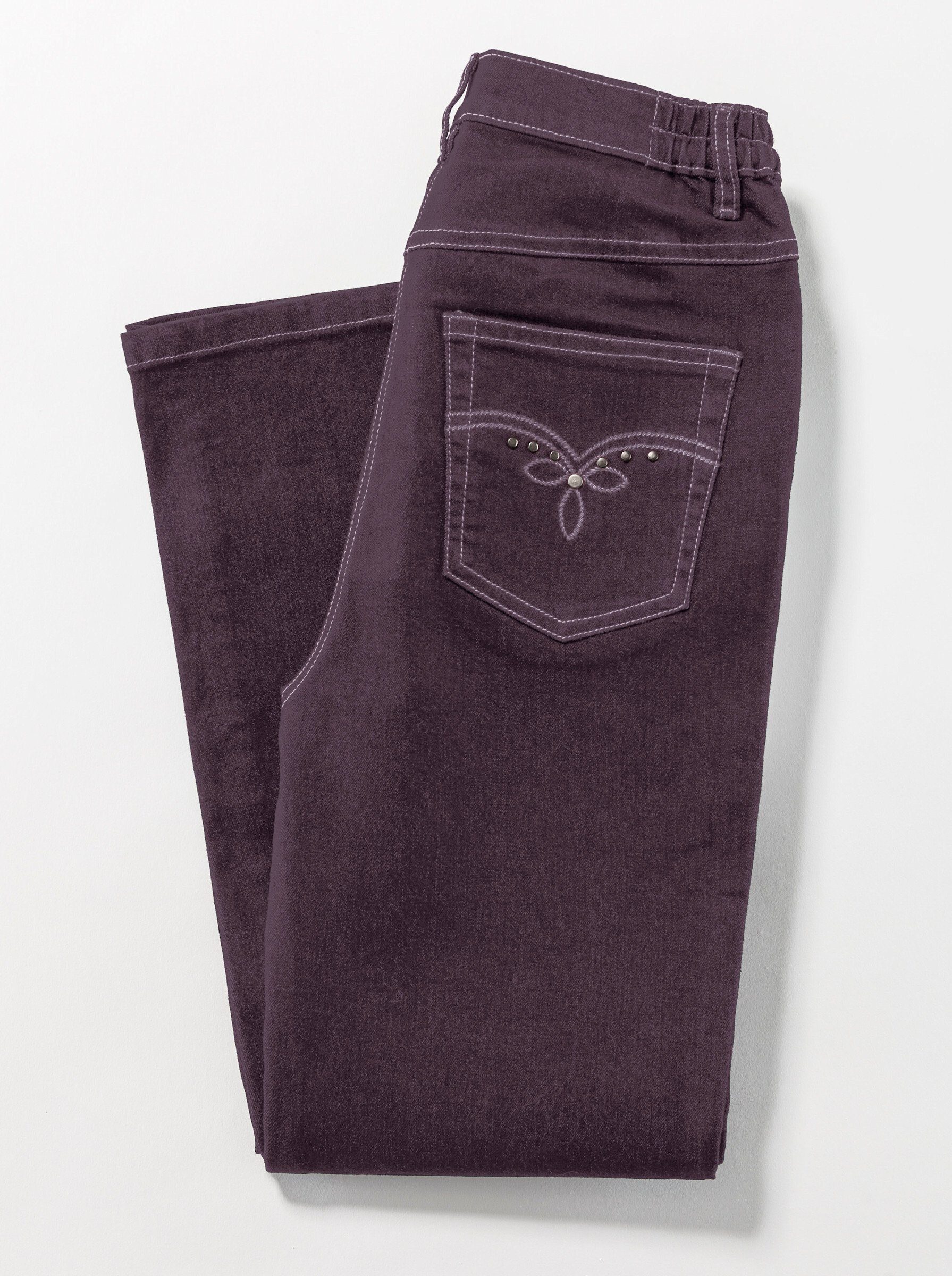 Sieh an! Bequeme Jeans aubergine | Straight-Fit Jeans