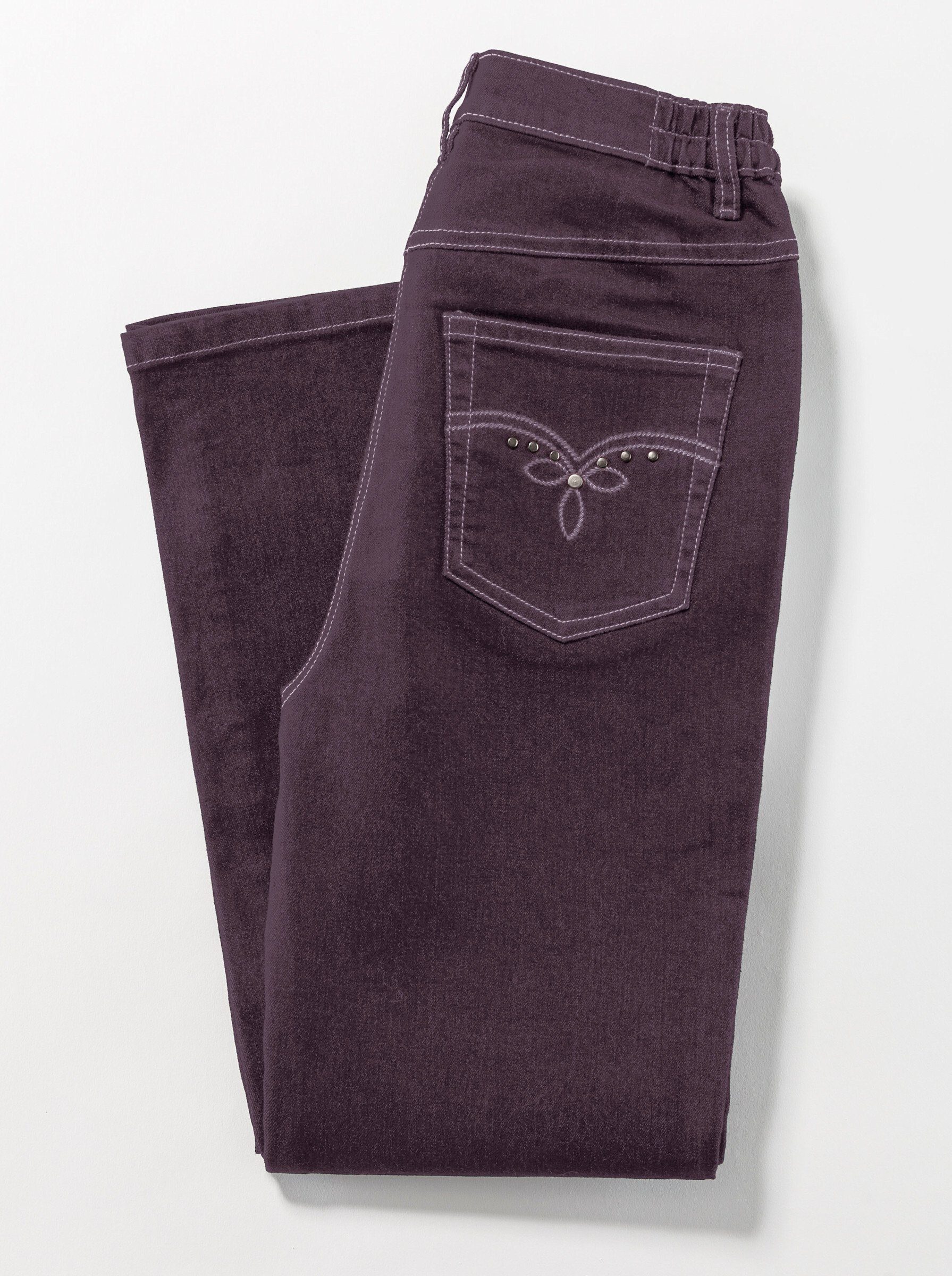 Sieh an! Bequeme Jeans aubergine