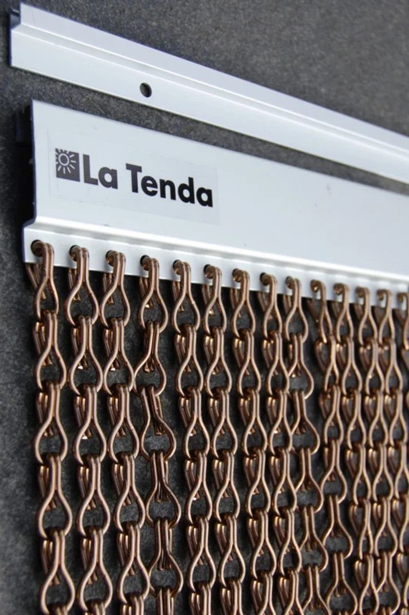 La Tenda Türvorhang ALUSAX 3 Kettenvorhang braun, Hakenaufhängung, transparent, 90 x 210 cm, Aluminium - Länge und Breite individuell kürzbar