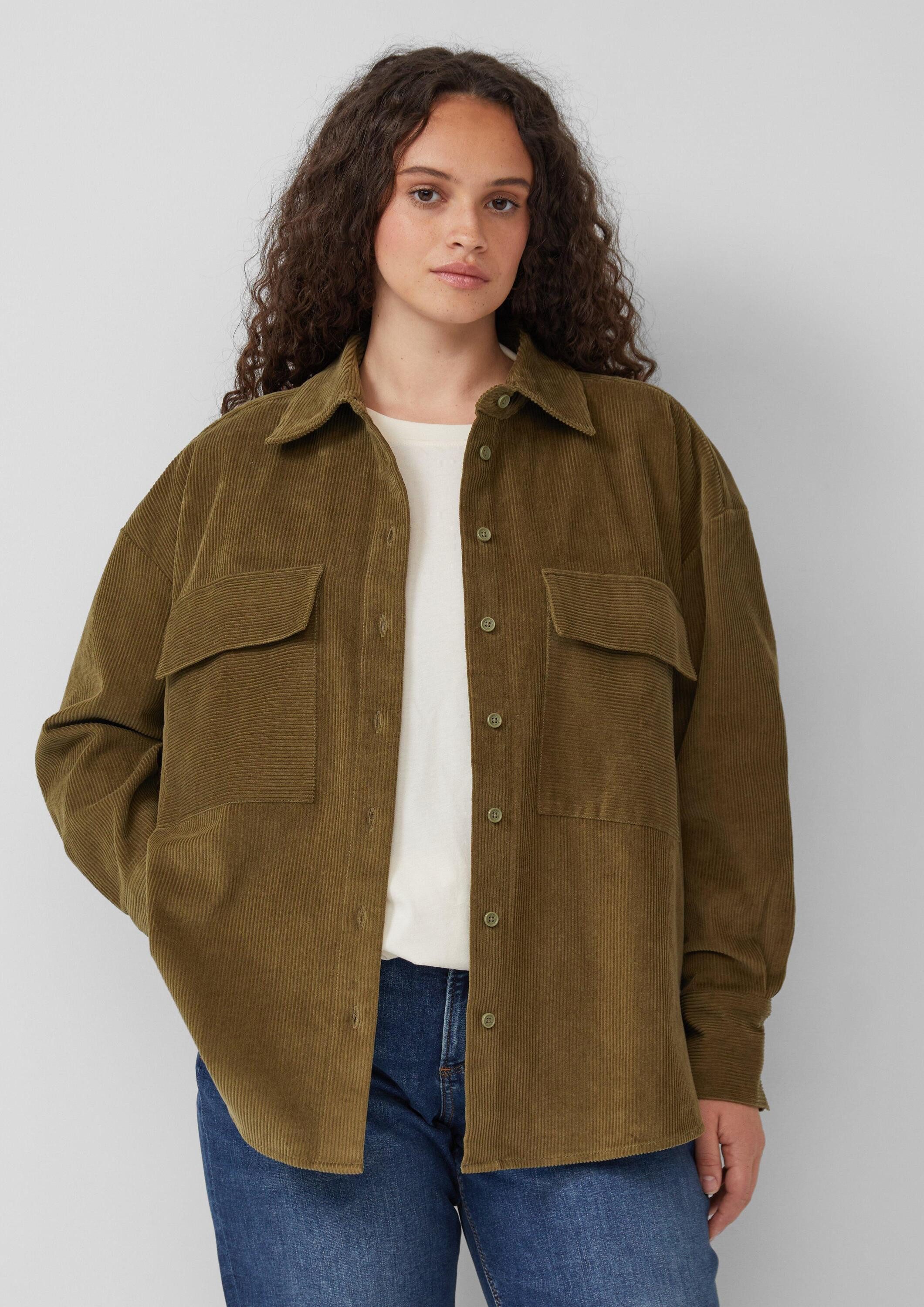 QS Langarmbluse Bluse Bluse aus Baumwollcord günstig online kaufen