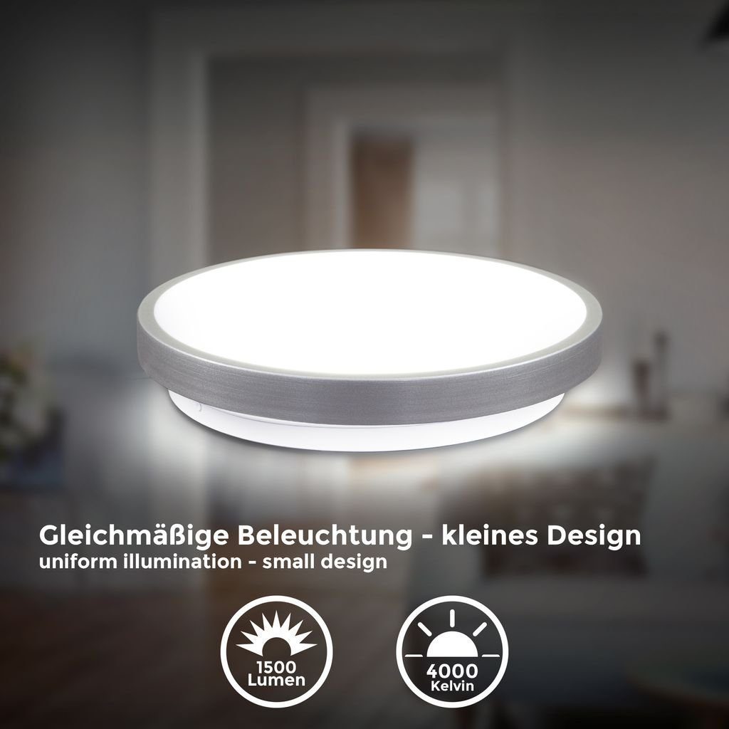 B.K.Licht Deckenleuchte LED Deckenlampe 15W Titan 4.000K Modern BKL1198, Wohnzimmer - LED Schlafzimmer fest Ø29cm IP20 1.500lm Neutralweiß, integriert, Flur Optik Küche