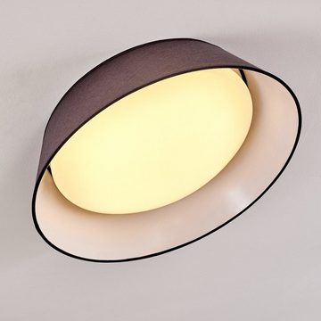 hofstein Deckenleuchte »Tassei«, runde Deckenlampe mit Lampenschirm aus Stoff in Grau/Weiß, 3000 Kelvin, Ø 45 cm, LED, 1700 Lumen