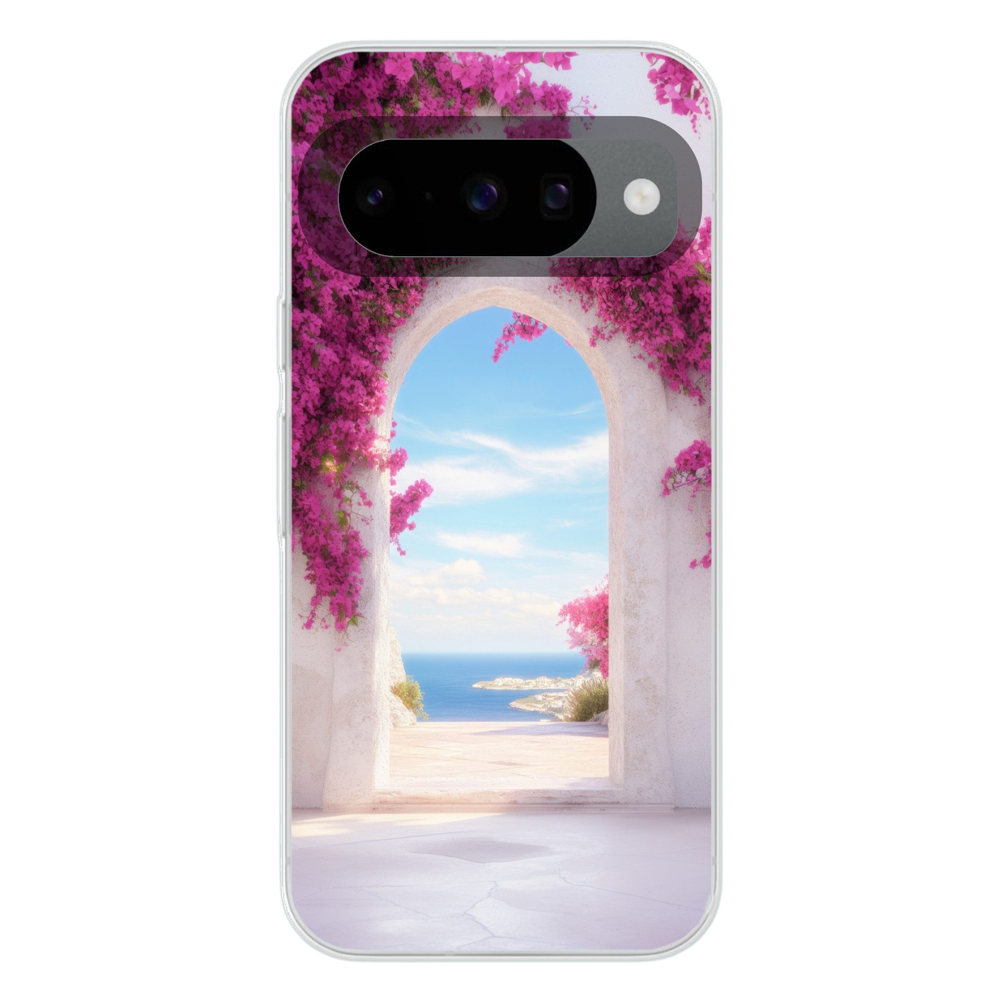 MuchoWow Handyhülle für Google Pixel 10 Pro Meer - Rosa - Blumen - Tor, Handy Case, Silikon, Bumper Case Dünn