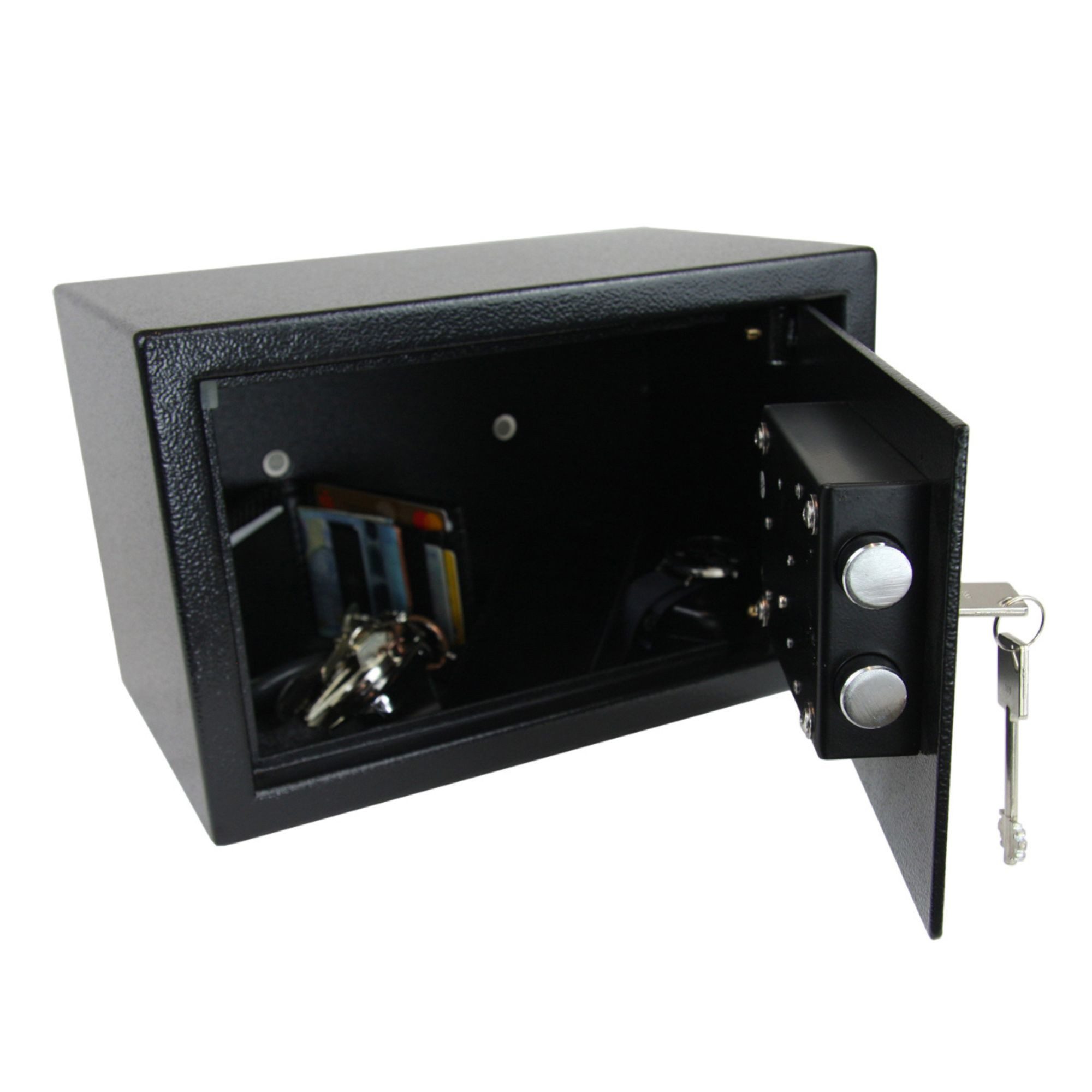 BASI Tresor Mechanik-Möbel-Tresor (Packung), mit Doppelbartschloss, 2 Schlüssel, Stahl Tresor, Farbe schwarz