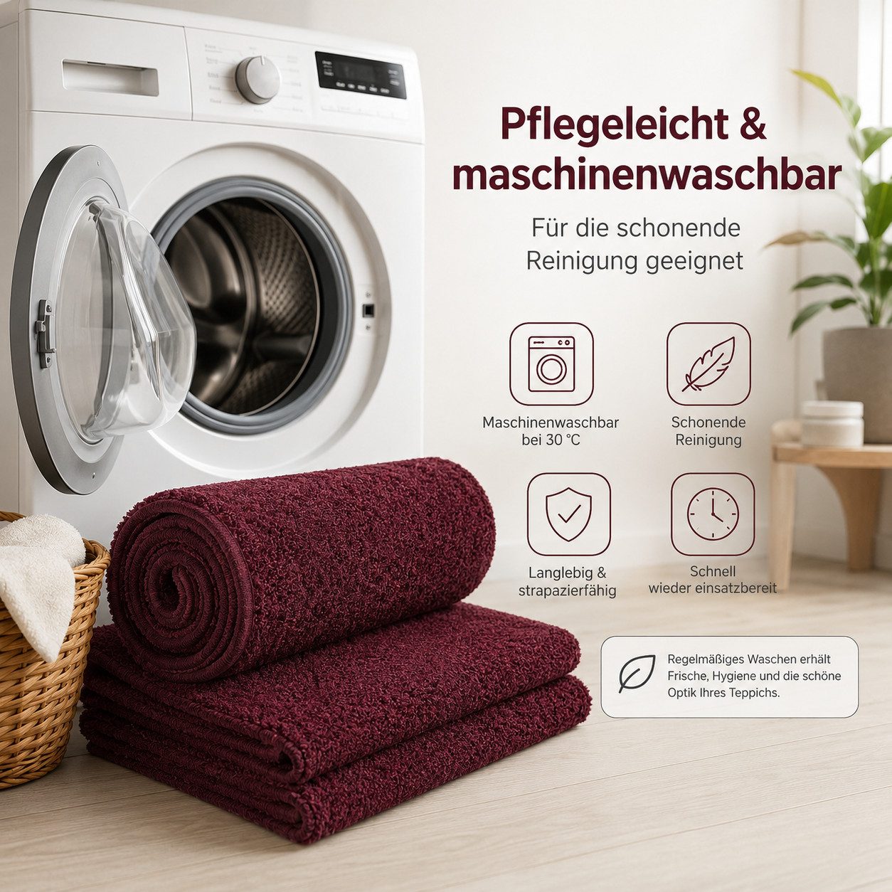 Lochas Designteppich Kurzflor Teppich Uni Schwarz – Weich, rutschfest & waschbar – Bild 4 von 5