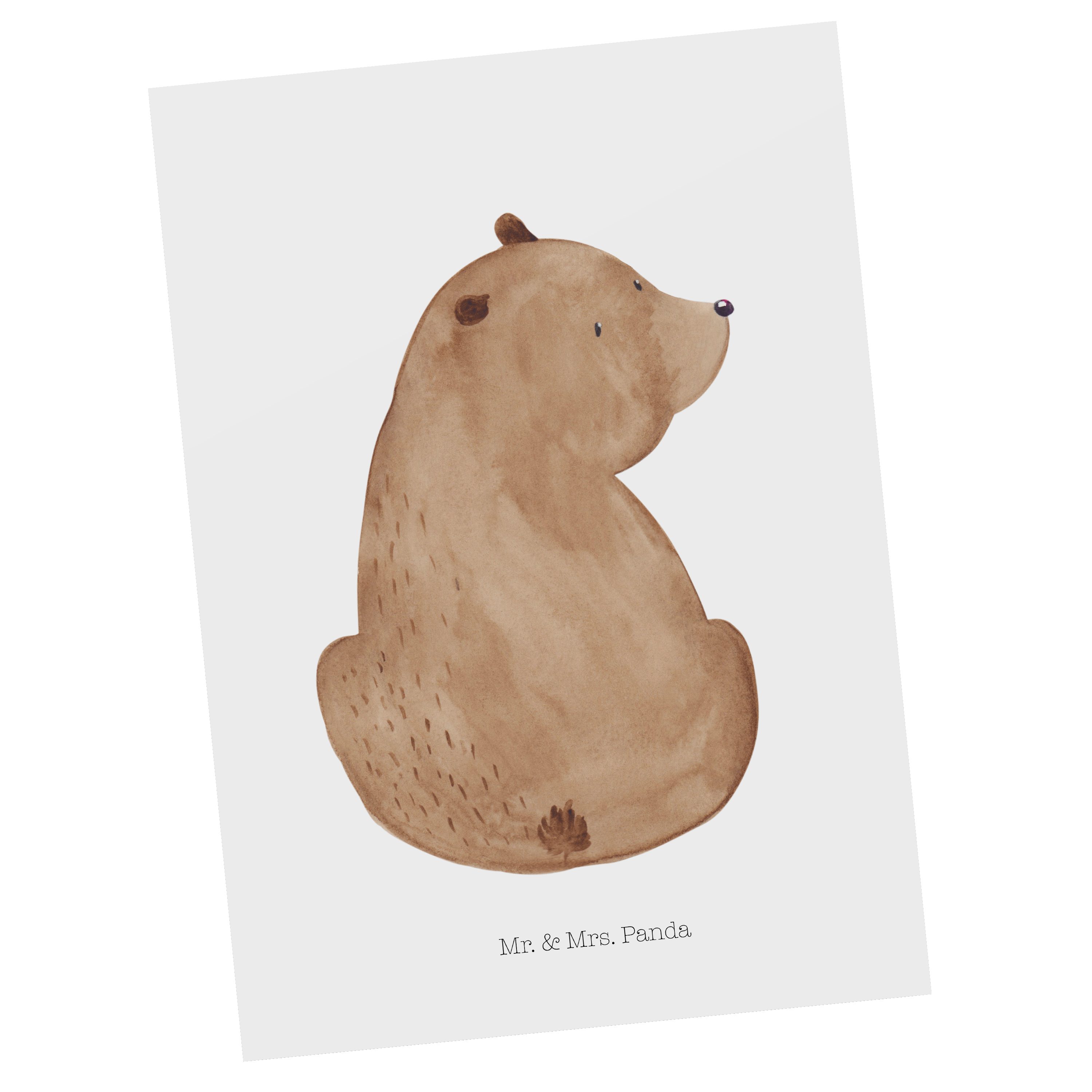 Mr. & Mrs. Panda Postkarte Bär Schulterblick - Weiß - Geschenk, Geburtstagskarte, Teddy, Einladu