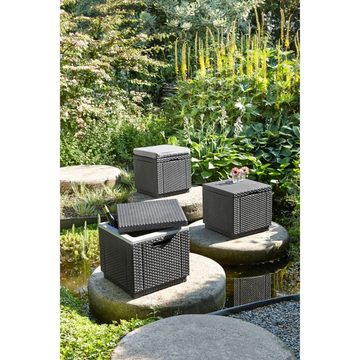 Keter Gartenbox Sitzwürfel mit Stauraum und Kissen Graphitgrau