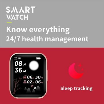findtime Schrittzähler Damen's Fitness Tracker Smartwatch (1,65 Zoll, Android/iOS), mit Schlafmonitor Blutdruck Pulsmesser Musiksteuerung fur sports