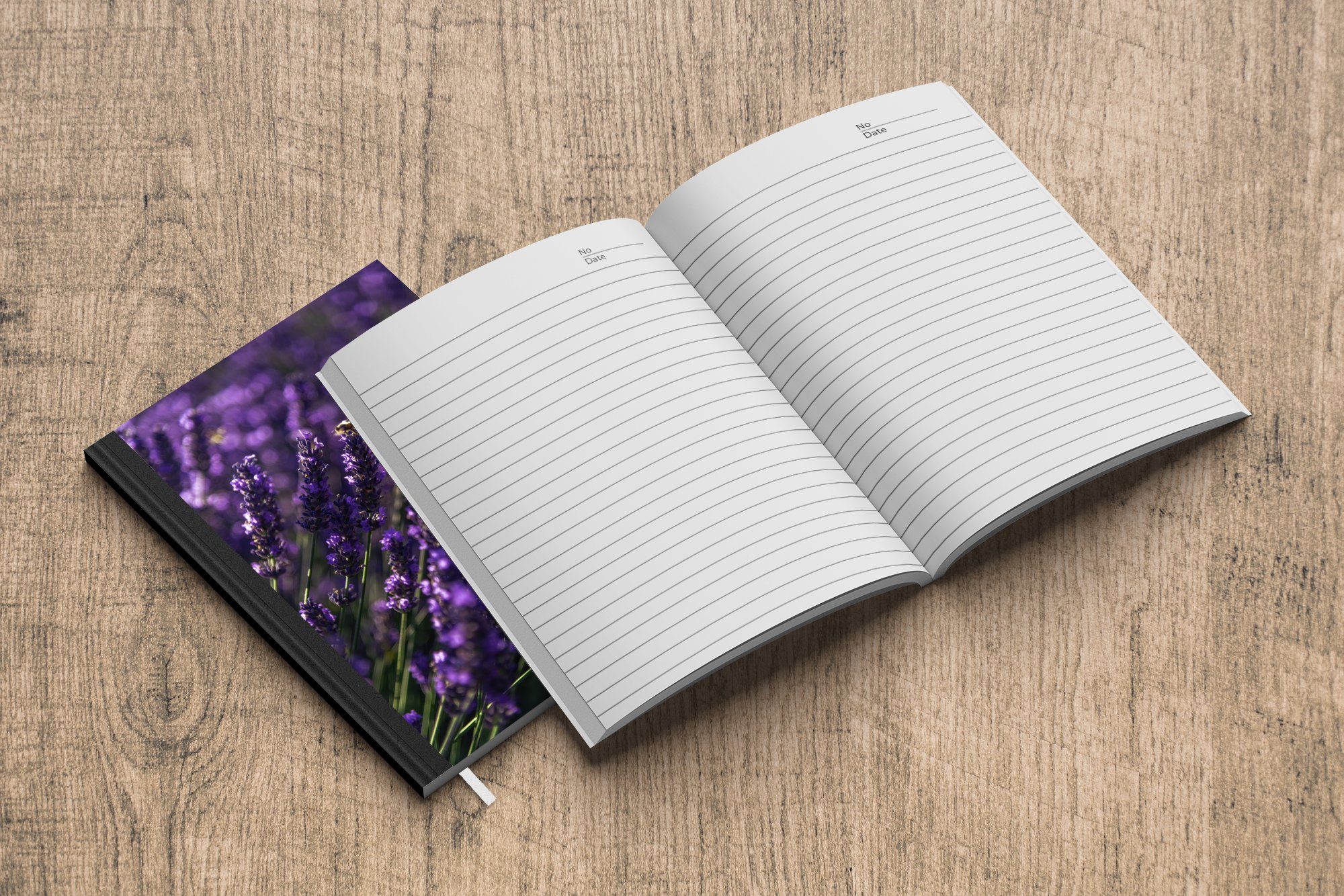 Haushaltsbuch Seiten, Notizbuch Lavendel Nahaufnahme Merkzettel, von Biene, A5, 98 mit MuchoWow Journal, Tagebuch, Notizheft,