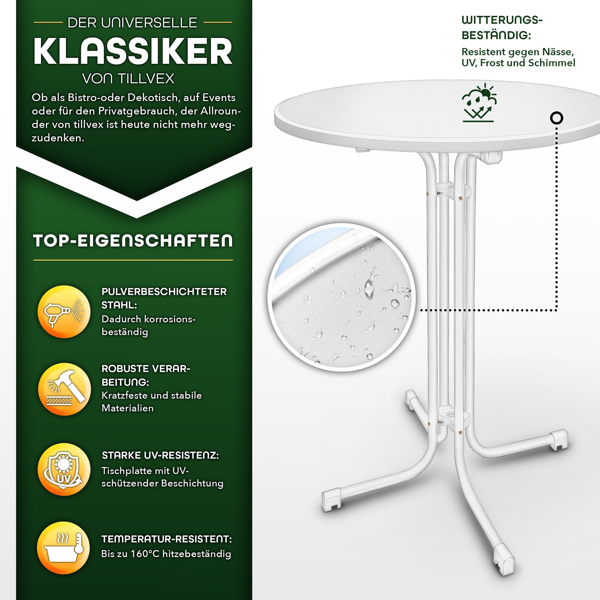 tillvex Stehtisch tillvex® Stehtisch klappbar Bistrotisch günstig online kaufen