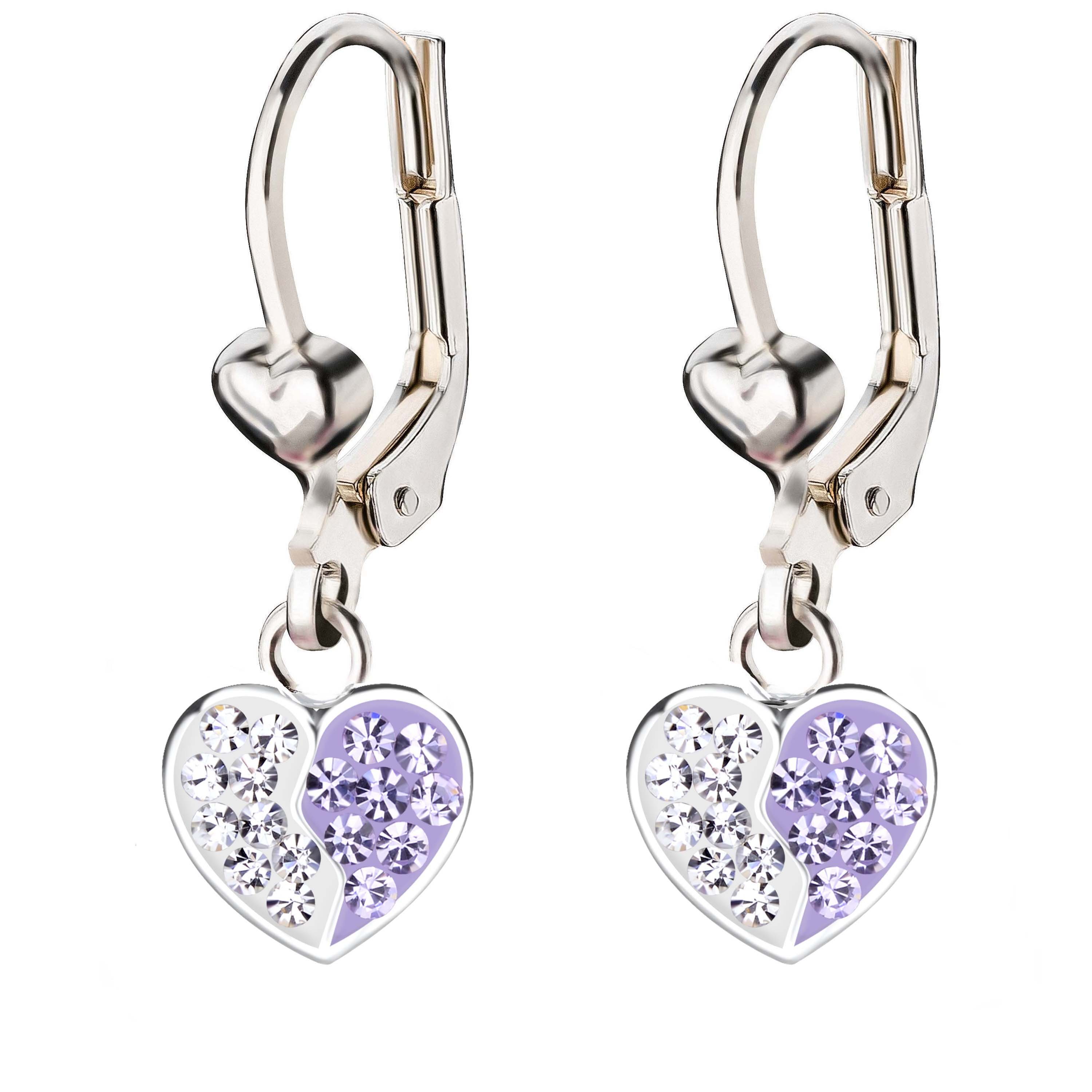 schmuck23 Paar Ohrhänger Kinder Ohrringe Herz Kristalle 925 Silber, Kinderohrringe Kinderschmuck
