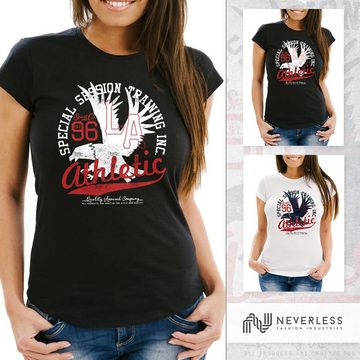 Neverless Print-Shirt Damen T-Shirt Athletic Adler Eagle Sport College Slim Fit Neverless® mit Print