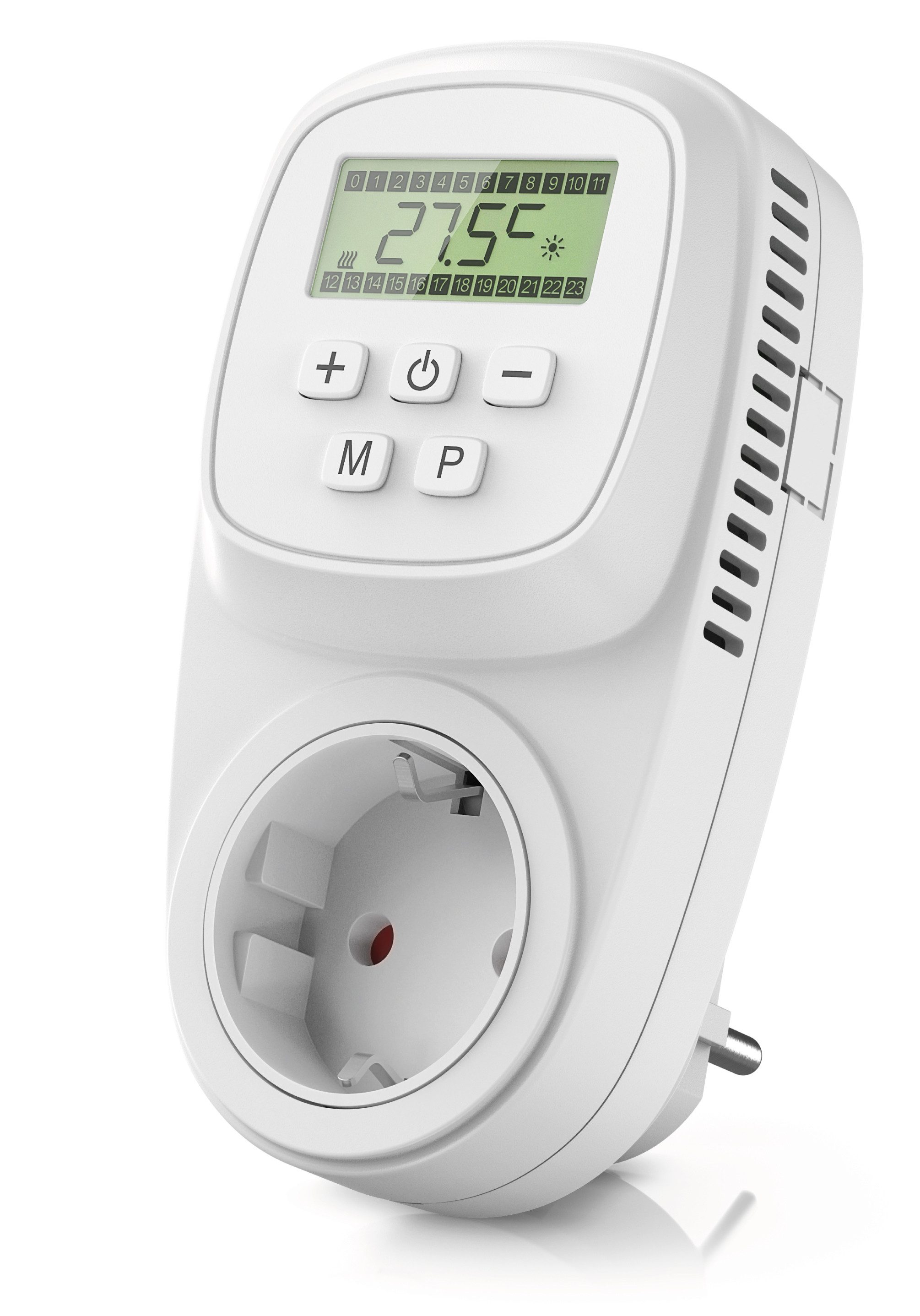 BEARWARE Steckdosen-Thermostat digital programmierbar, Temperaturregelung 5° – 35°C, max. 3680 W, 1-St., für Heizung, Klimagerät und …