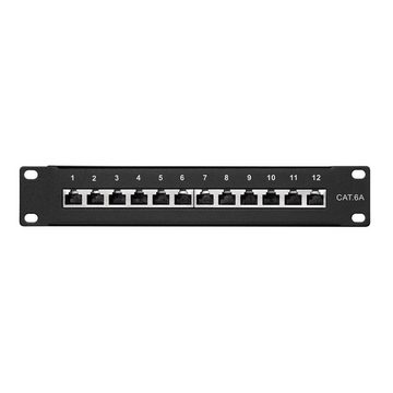 LogiLink NP0052B Netzwerk-Patch-Panel (Patchpanel 10" Einbau Kat.6A STP 12 Ports schwarz)