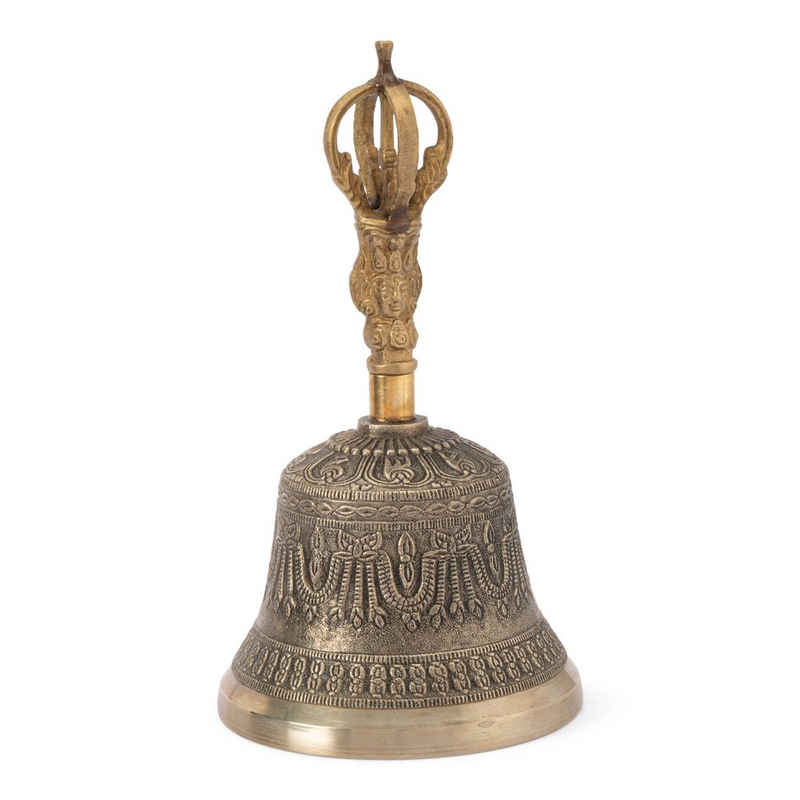NKlaus Dekofigur Glocke mit Dorje Griff Kupfer-Zink 21cm Tibetische