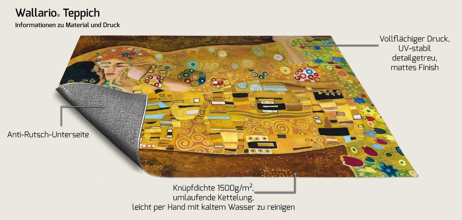 Wallario Teppich Der Kuss von Klimt, rechteckig, rutschfest