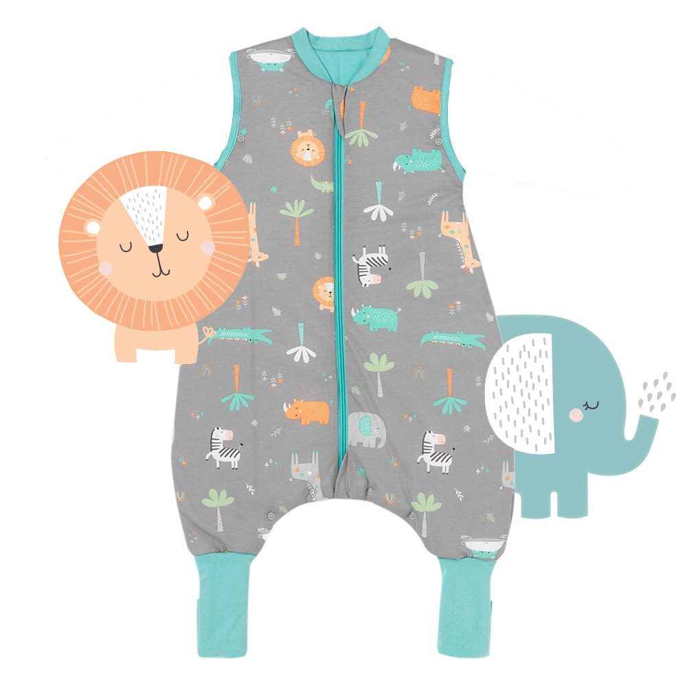 Kinderschlafsack Schlafsack mit Füßen und umklappbaren Bündchen, 1.0 Tog OEKO-TEX