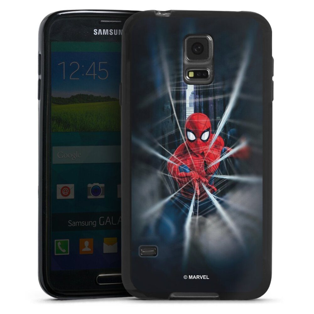 DeinDesign Handyhülle Marvel Spider-Man Kinofilm Spider-Man Webs In Action, Samsung Galaxy S5 Silikon Hülle Bumper Case Handy Schutzhülle