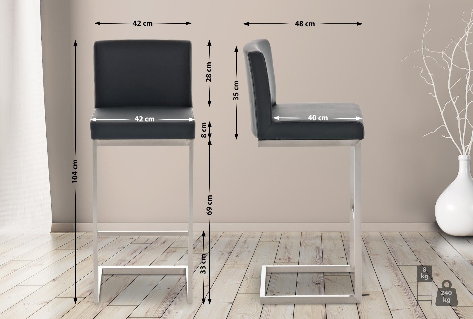 CLP Barhocker Paros Kunstleder (2er Set, günstig online kaufen