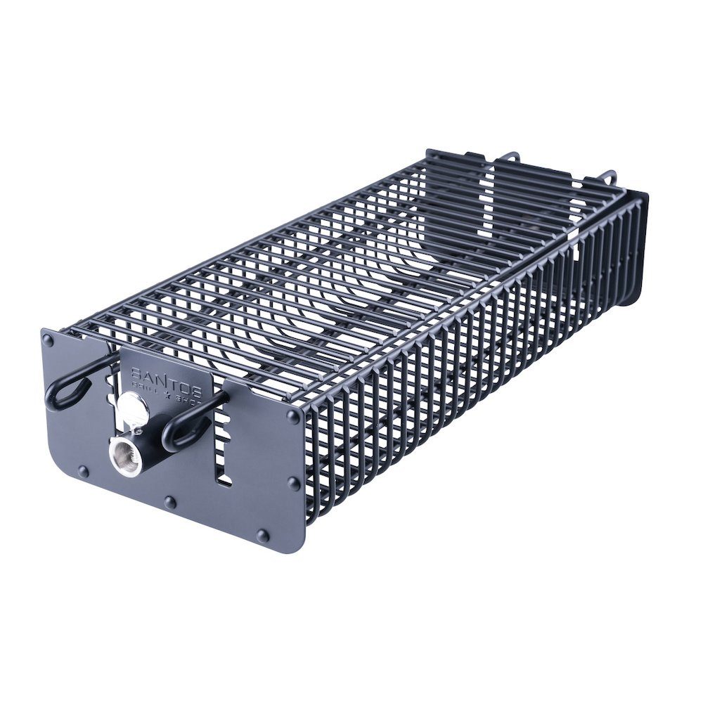 PROREGAL® Grillspieß Drehspieß-Korb Set für Drehspieße, Grillkorb, eckig