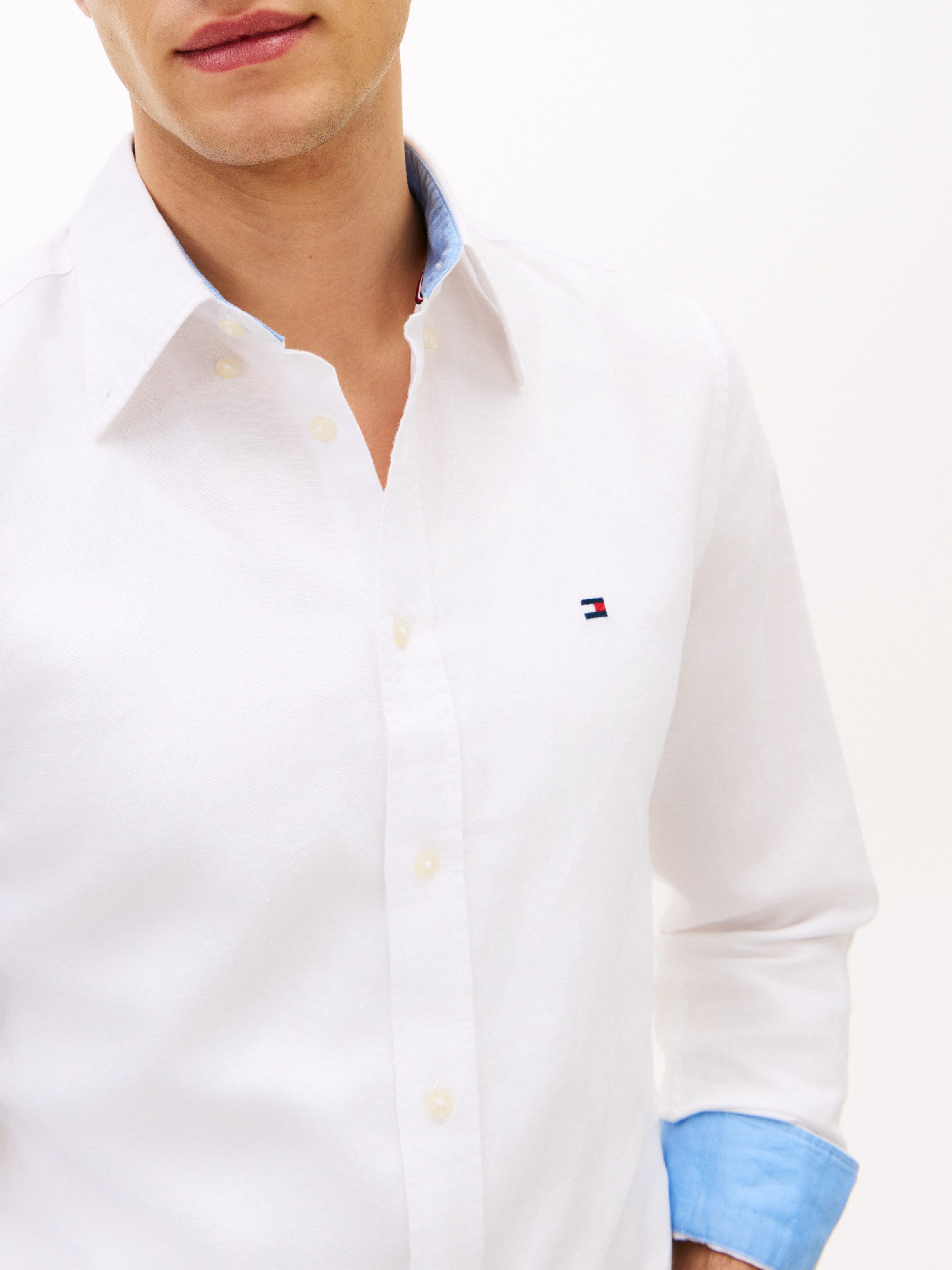 Tommy Hilfiger Langarmhemd LINEN BLEND SOLID BTD Regular Fit Leinen