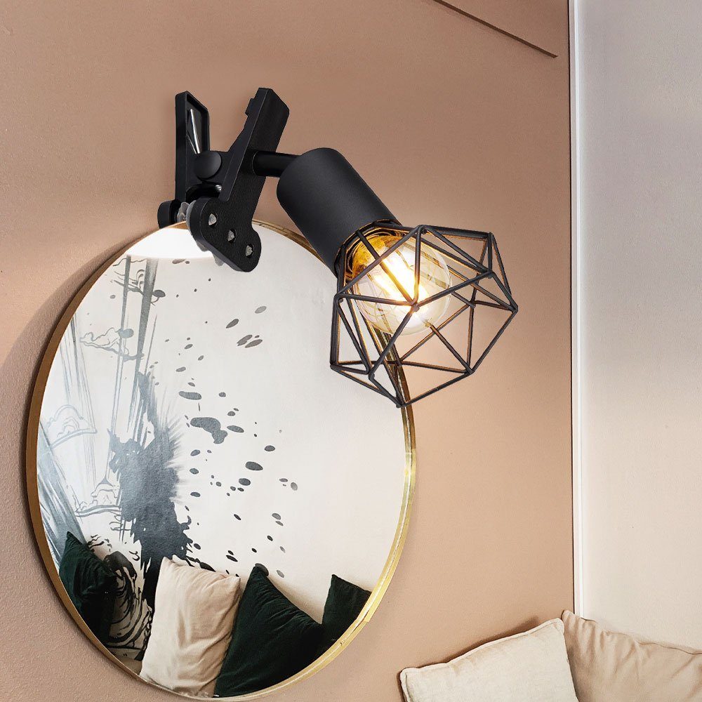 GLOBO LIGHTING Klemmleuchte, Leuchtmittel nicht inklusive, Bettleuchte klemmbar Klemmspot Industrial schwarz Leselampe mit