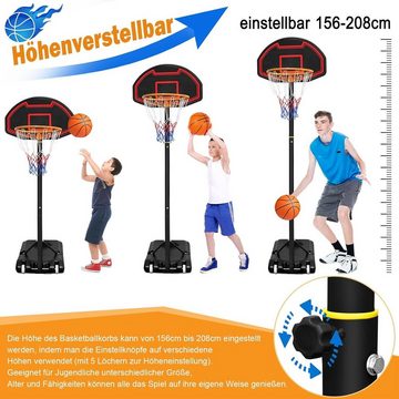 AUFUN Basketballkorb Basketballständer Basketballkorbständer mit Rollen, Höhenverstellbar 160-210cm