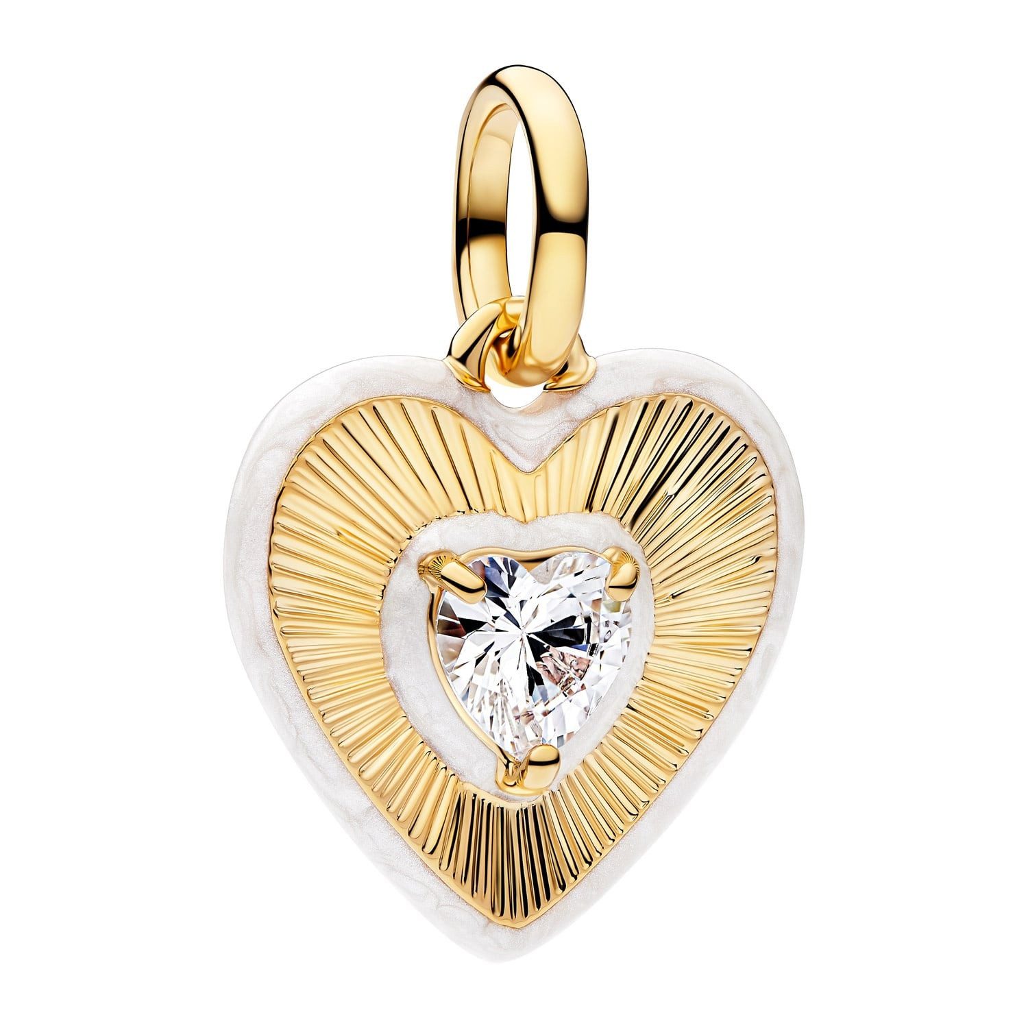 Pandora Herzanhänger Goldfarben Strahlendes Weiß