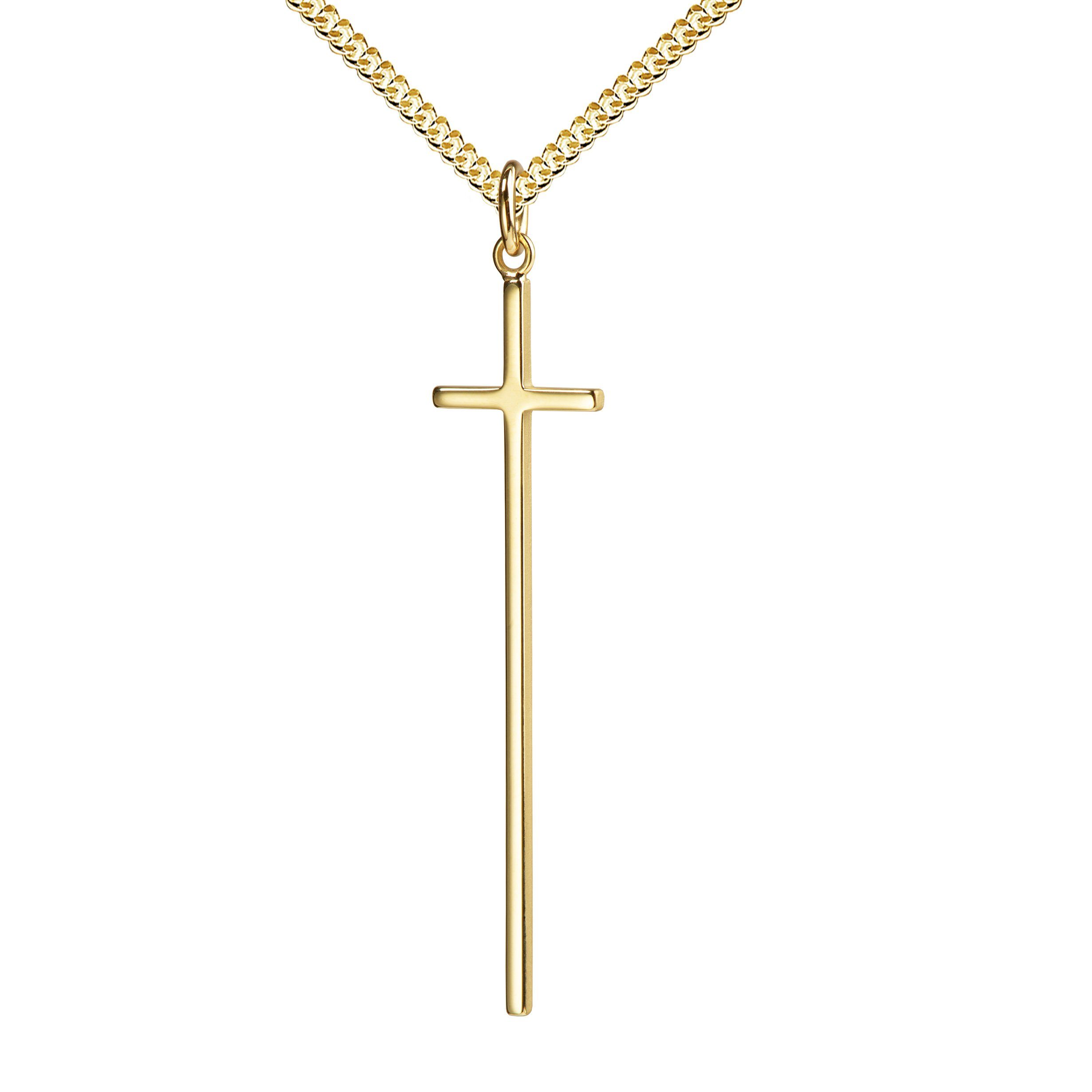 Valentinstagsgeschenk JEVELION Kreuzkette Anhänger vergoldet 925 Silber - Made in Germany (vergoldeter Silberanhänger, für Damen und Herren)