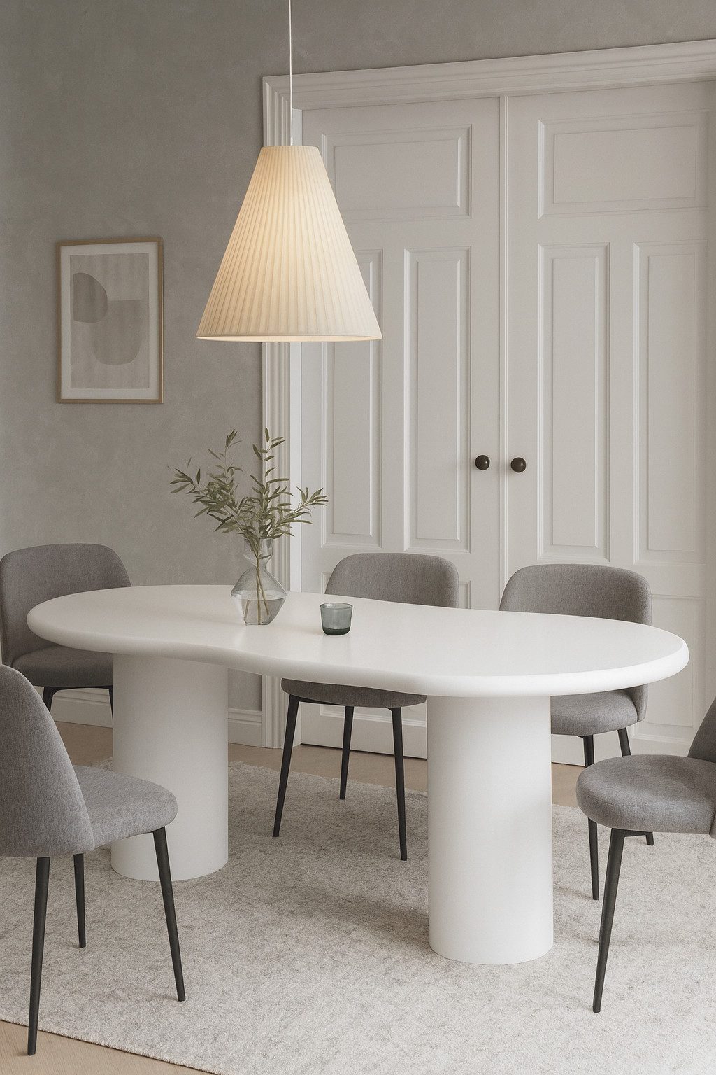 alesvelt Esstisch Bobbio in weiß MDF organisches Design 200cm (1-Tisch), 200x100x76cm