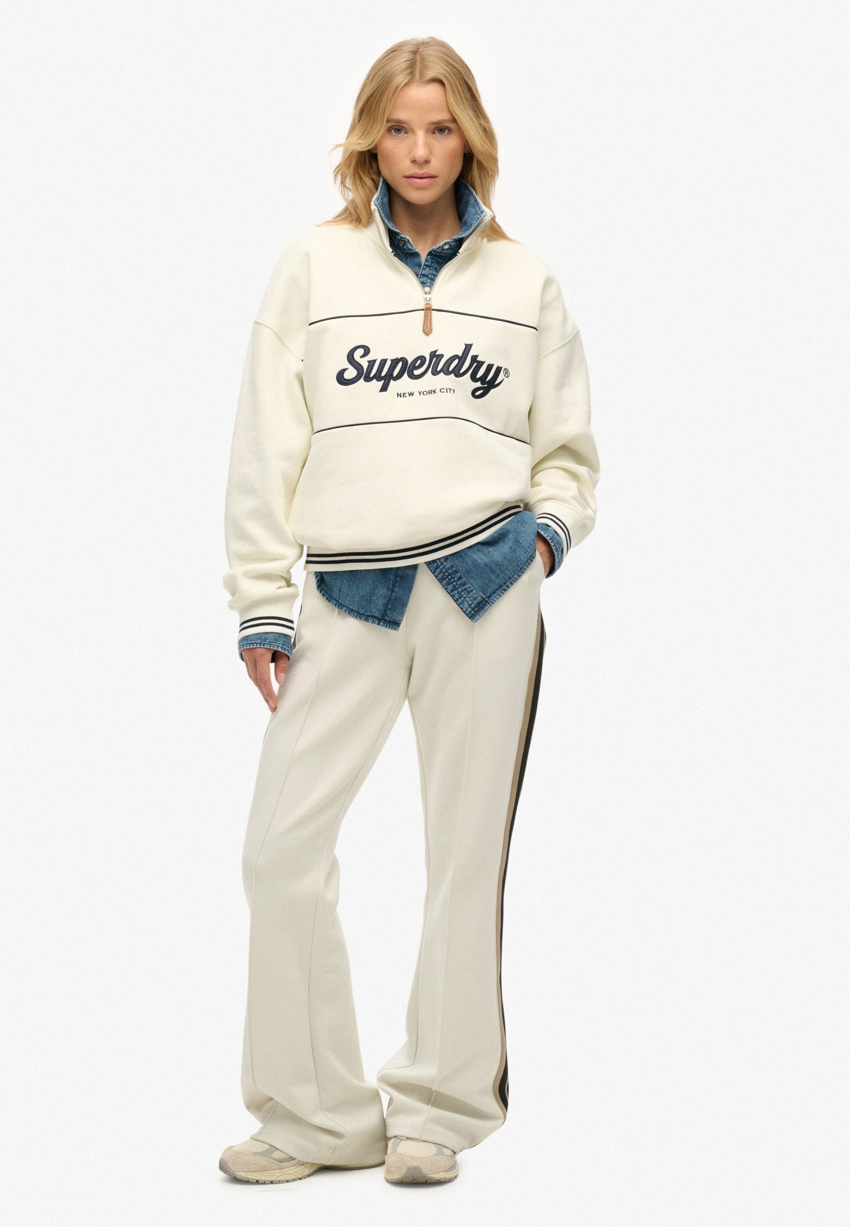 Superdry Chinos Studios Stripe Straight Jogger Off White