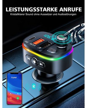 zggzerg Bluetooth Adapter Auto,FM Transmitter Auto 3 USB Anschlüss Auto-Adapter