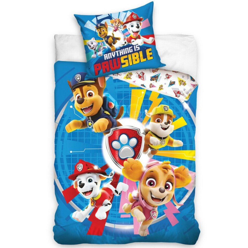 PAW PATROL Bettwäsche Paw Patrol Chase Skye Kinder Bettwäsche 2tlg. Set, 2 teilig, Bettdeckenbezug 135-140x200cm Kissenbezug 65x65 cm