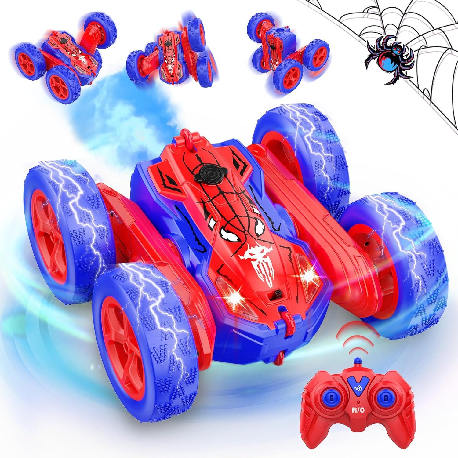 RC-Auto Spiderman Ferngesteuert RC Spider Auto 360° Stunts, LED Sprühfunktion