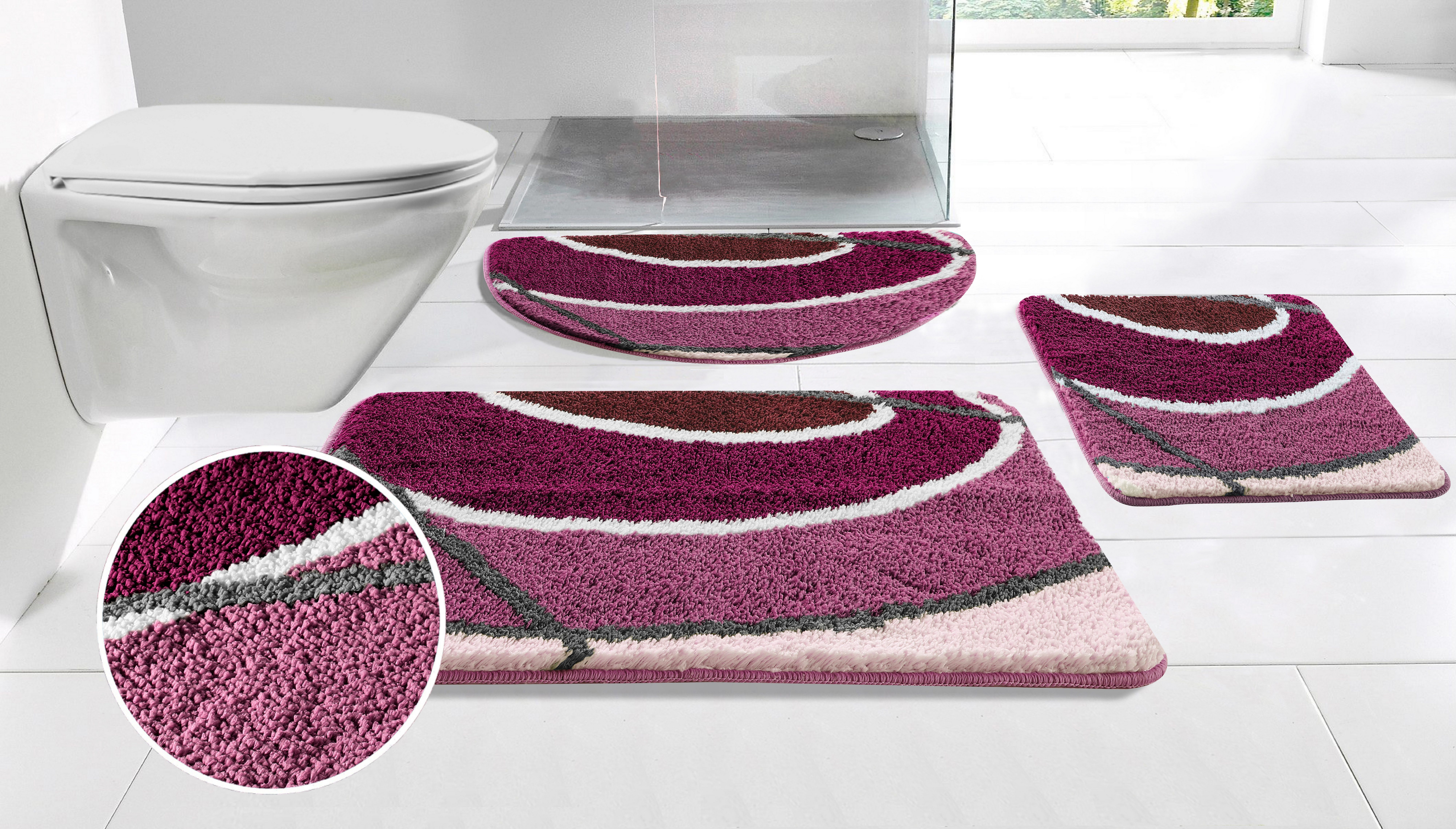 my home Badematte Juna mit Muster, Badvorleger, Badezimmer Teppich, Duschvo günstig online kaufen