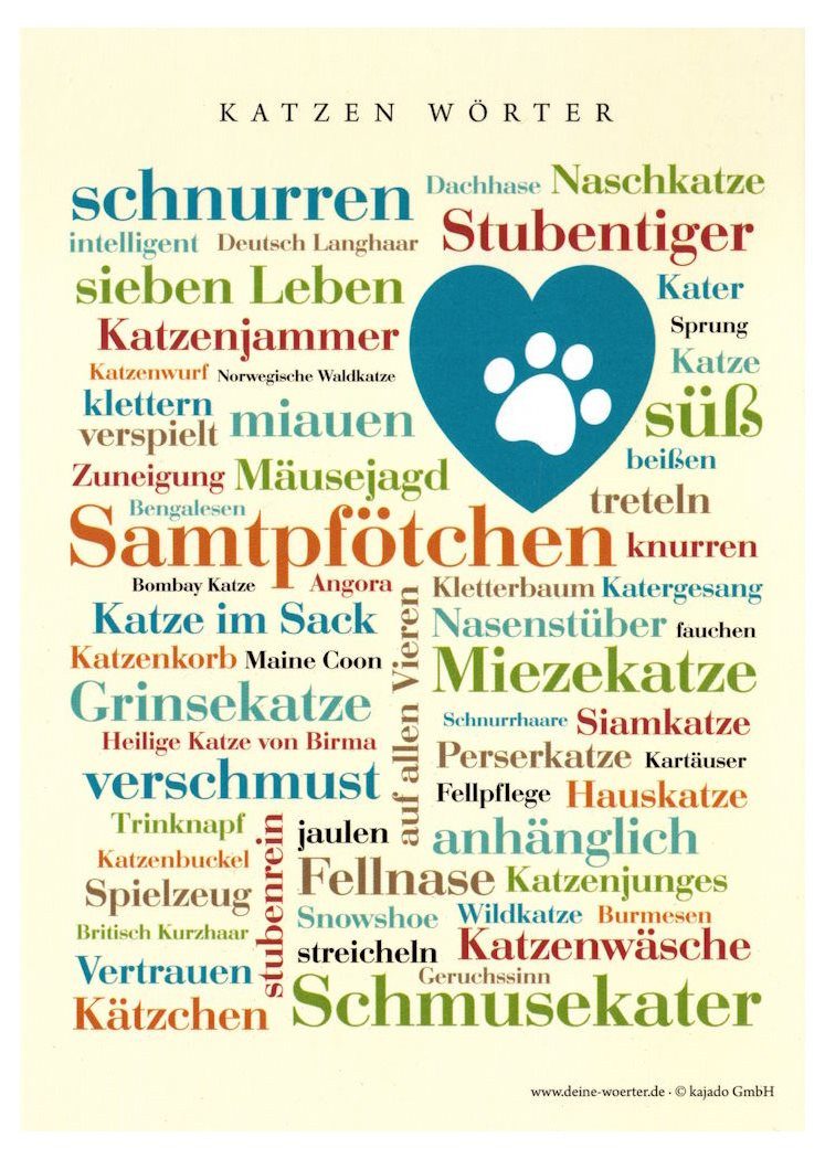 Deine Wörter Postkarte "Katzen-Wörter"