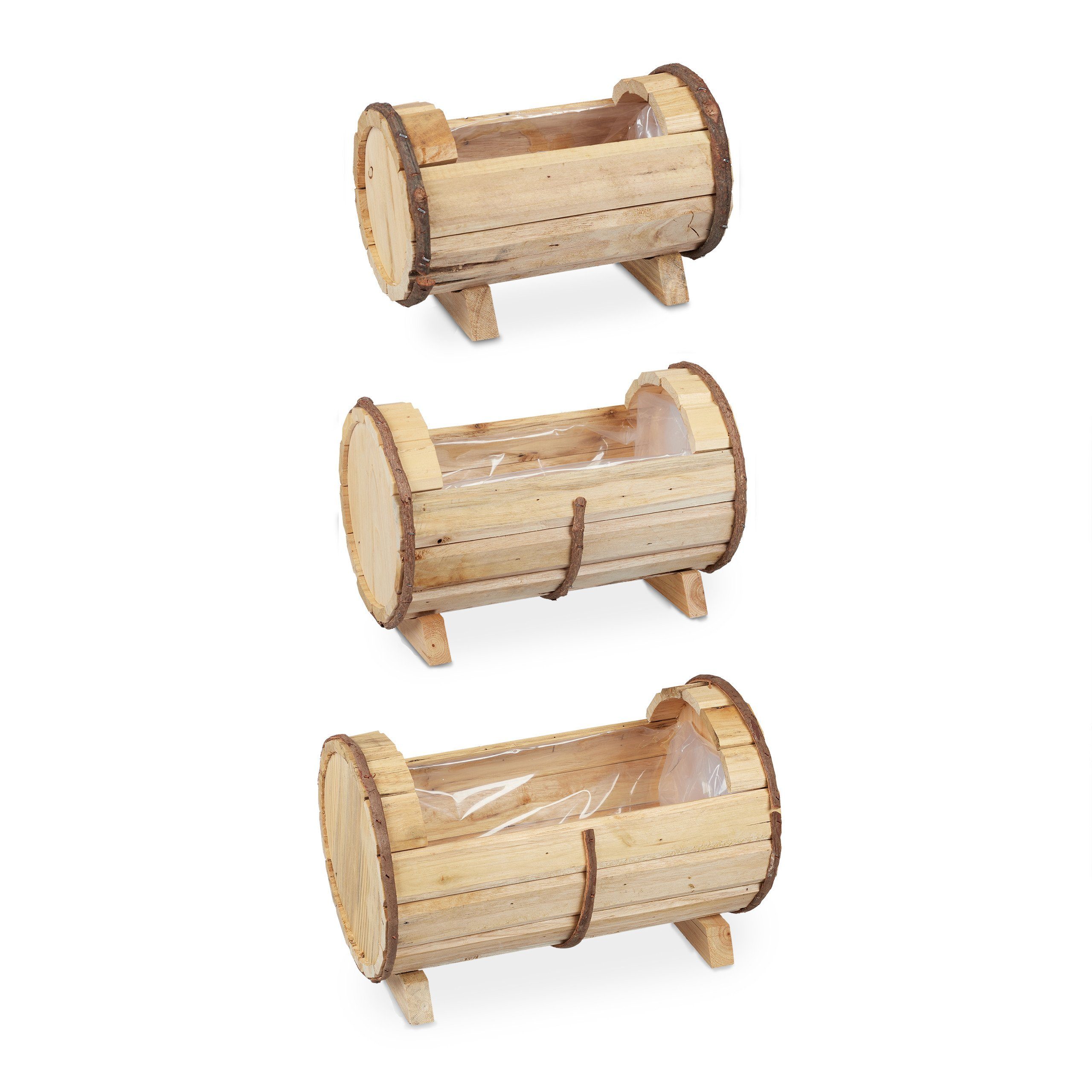 Blumenkasten Set aus relaxdays 3er Holz Blumenkasten