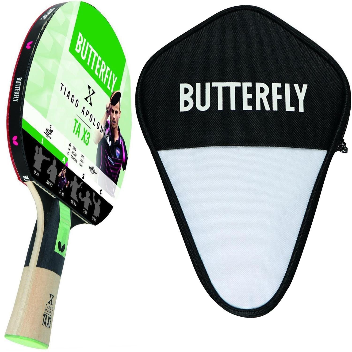 Butterfly Tischtennisschläger 1x Tiago Apolonia + CC1, Tischtennis Schläger Set Tischtennisset Table Tennis Bat Racket