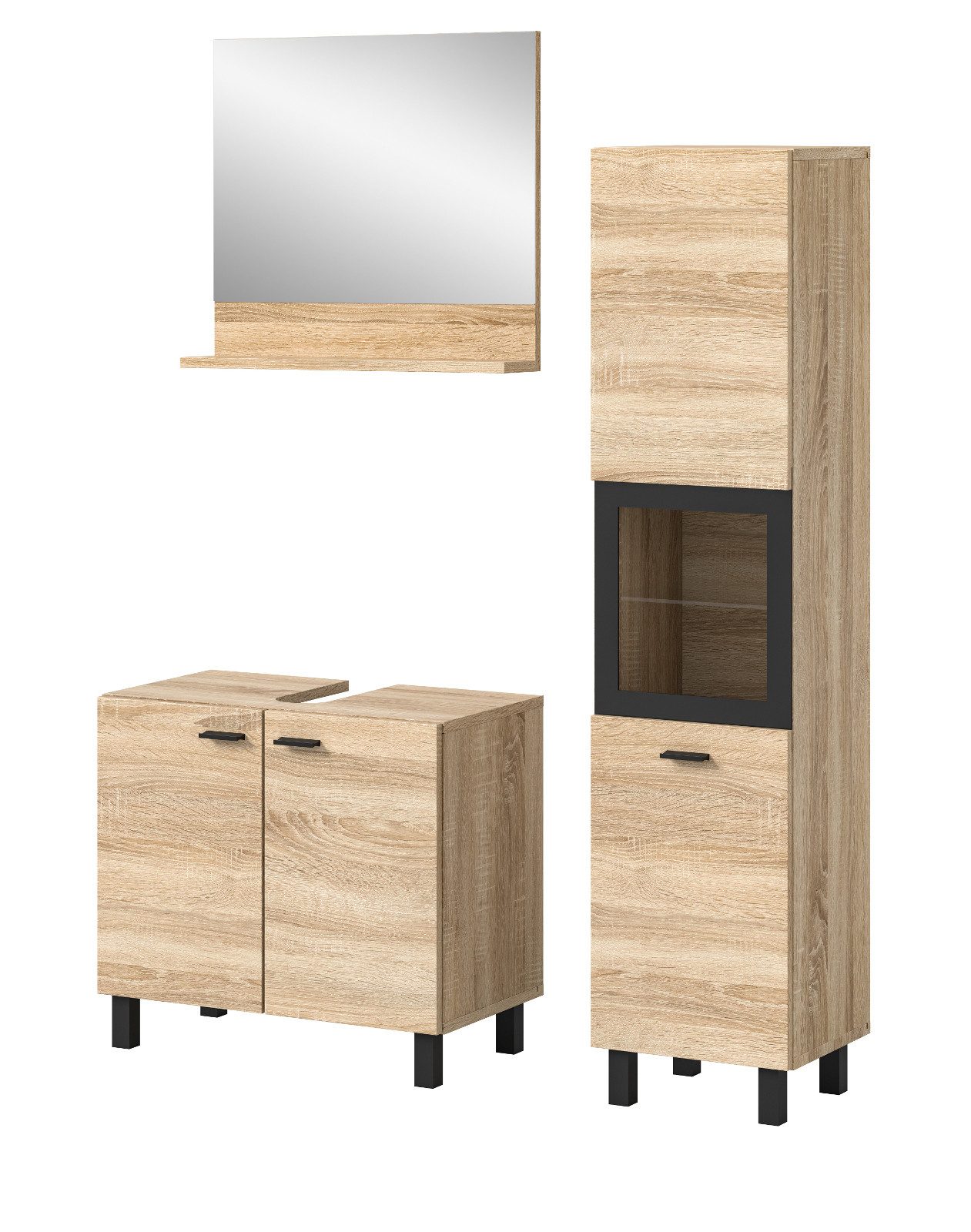 Inn.Furn Badmöbel-Set Lowell, (in Eiche Sonoma, 3-St., 102 x 186 cm), stehend oder hängend