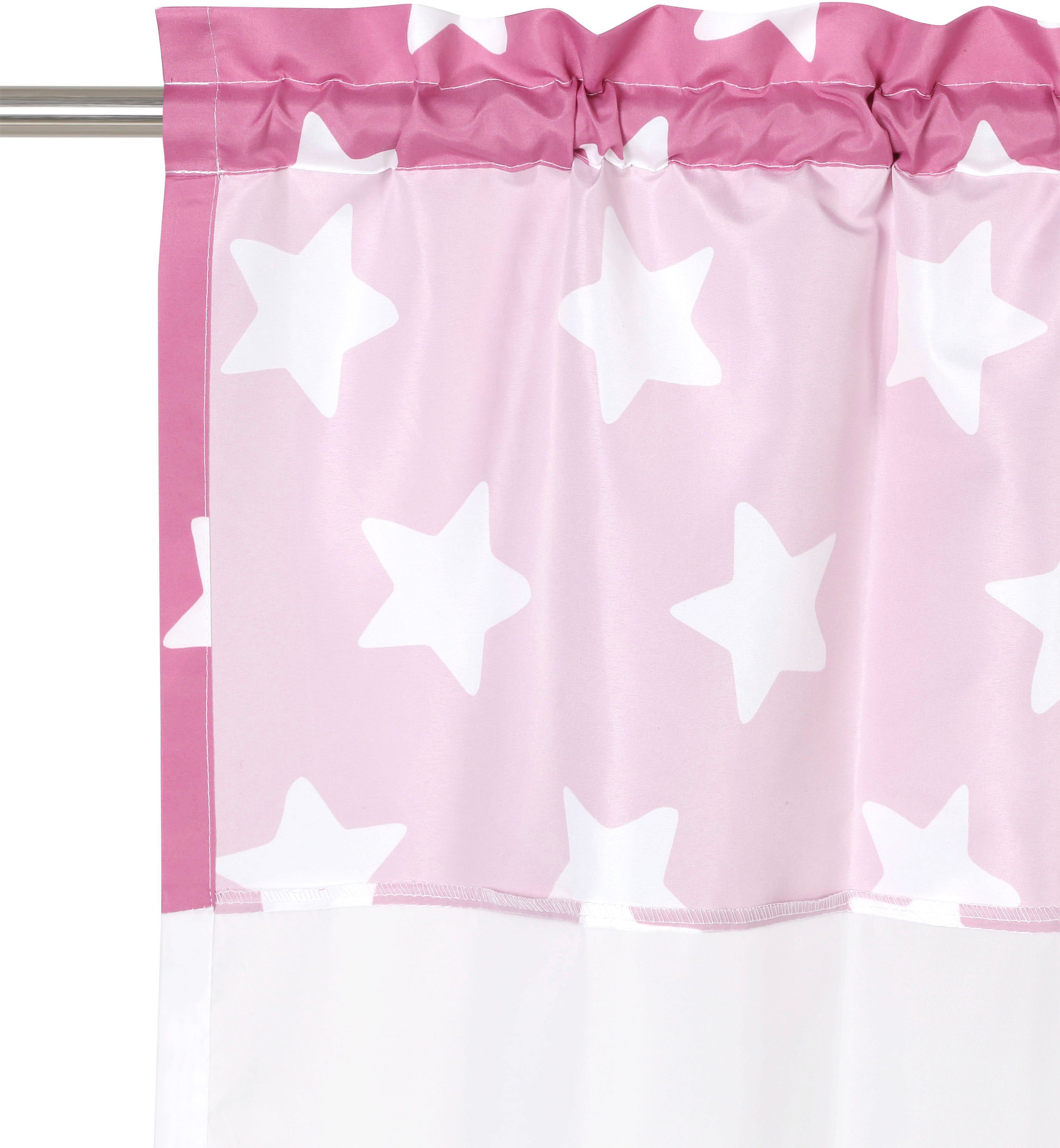 Gardine Stern, Lüttenhütt, Stangendurchzug Sterne (2 weiß/pink halbtransparent, St)