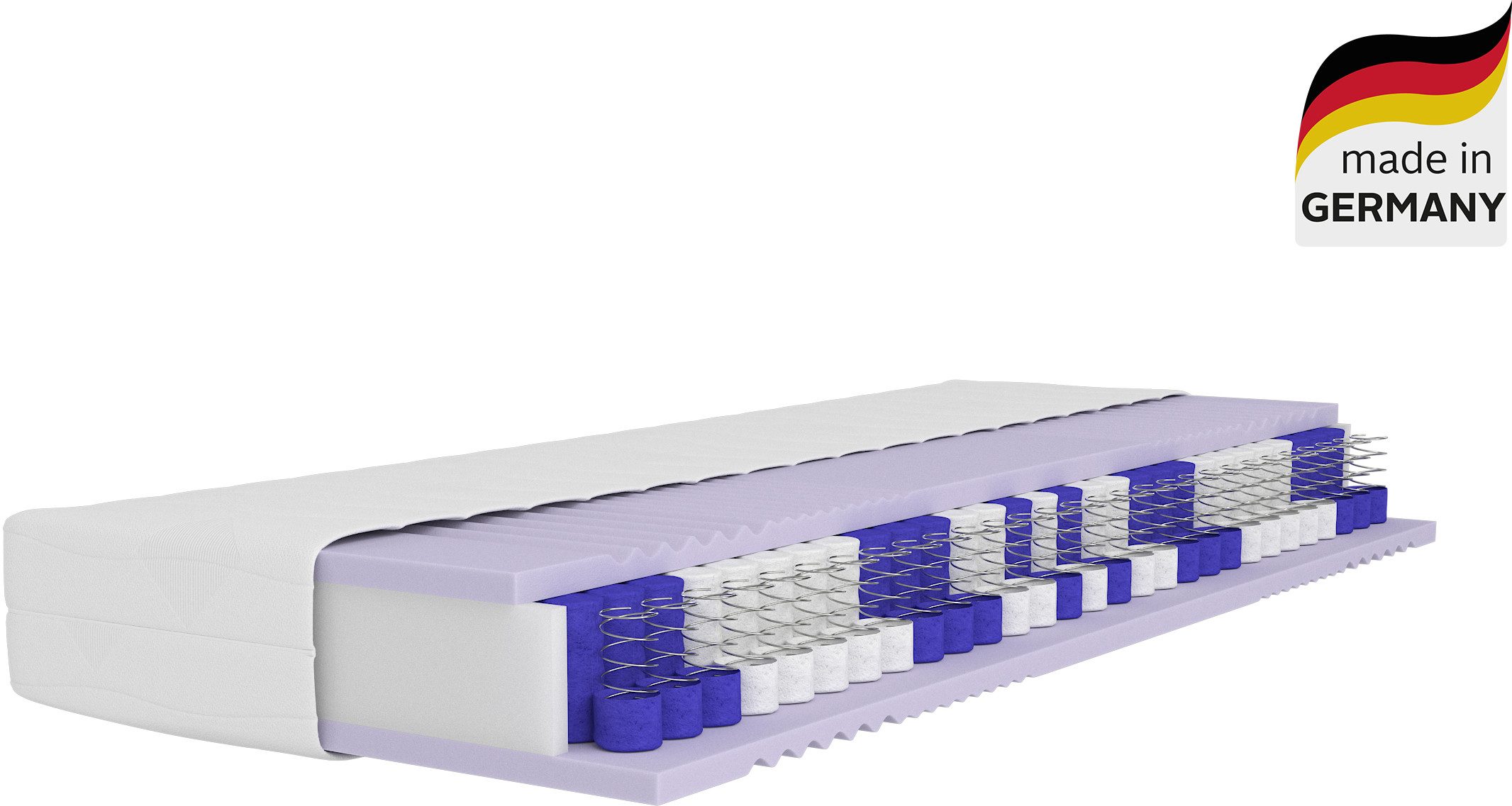 Taschenfederkernmatratze NEUHEIT: Lasse, 7 Zonen Matratze 90x200, 140x200 cm, langlebige Qual., OTTO home, 22 cm hoch, Matratze H2, H3 & H4, atmungsaktiv, Hausstauballergiker geeignet