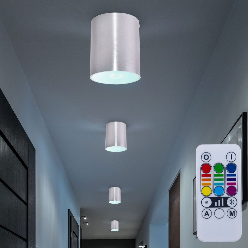 etc-shop LED Einbaustrahler, Leuchtmittel inklusive, Warmweiß, Farbwechsel, 4er Set Aufbau Strahler Decken Lampen Leuchten Fernbedienung im Set-