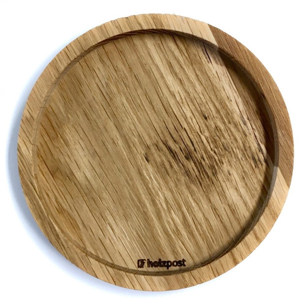holzpost GmbH Getränkeuntersetzer Holz-Untersetzer Eiche mit Gravur – Rustikaler Glasuntersetzer Ø11,2cm, Zubehör für Gläser, Tassen, Becher, Flaschen, Kerzen, Tischdekoration im Landhaus-, Boho- oder modernen Stil, Echtholz - Gefertigt in Deutschland