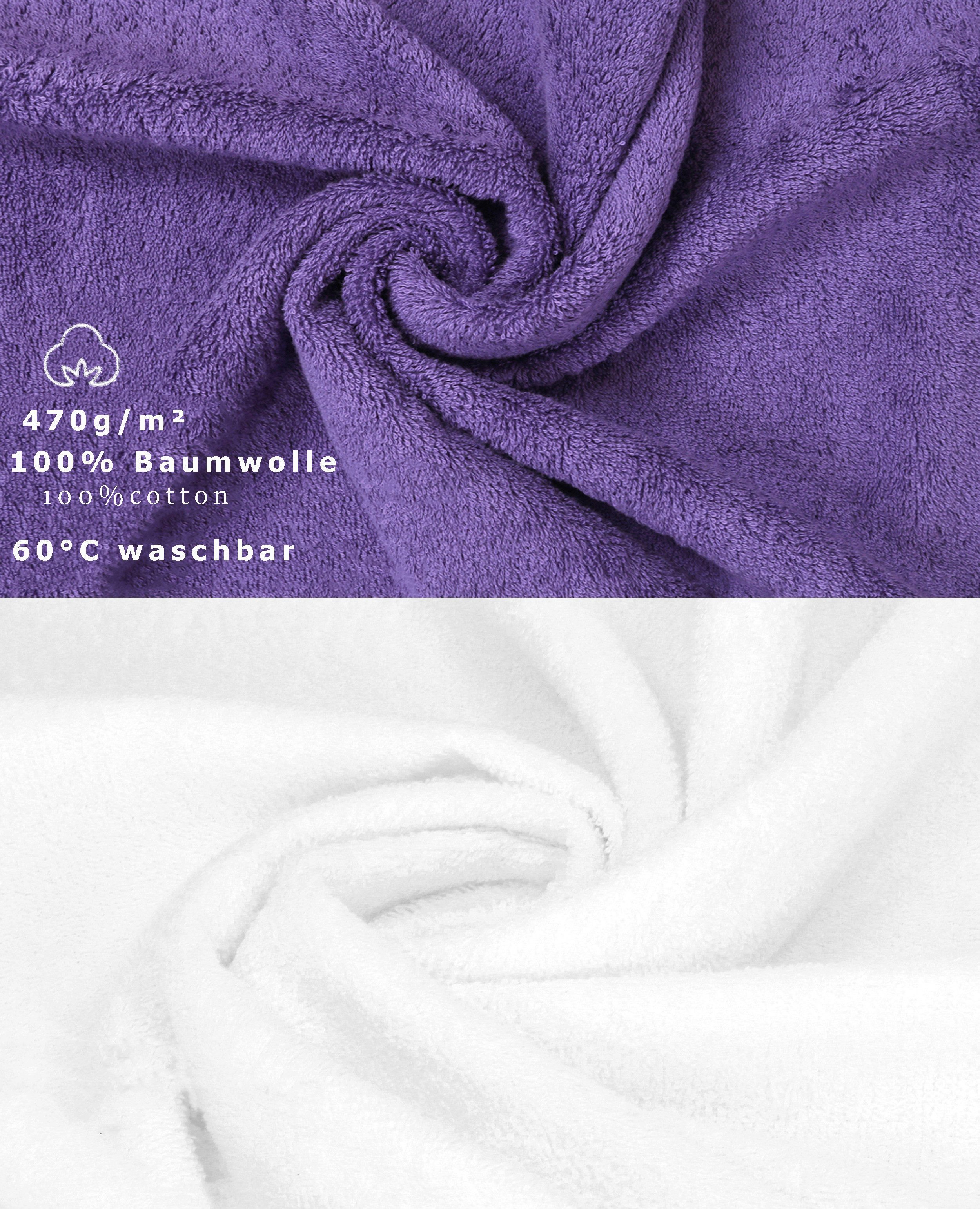 Betz Gästehandtücher 10 Stück Gästetücher Premium Gästetuch-Set 30x50 cm lila und weiß, 100% Baumwolle (Set)