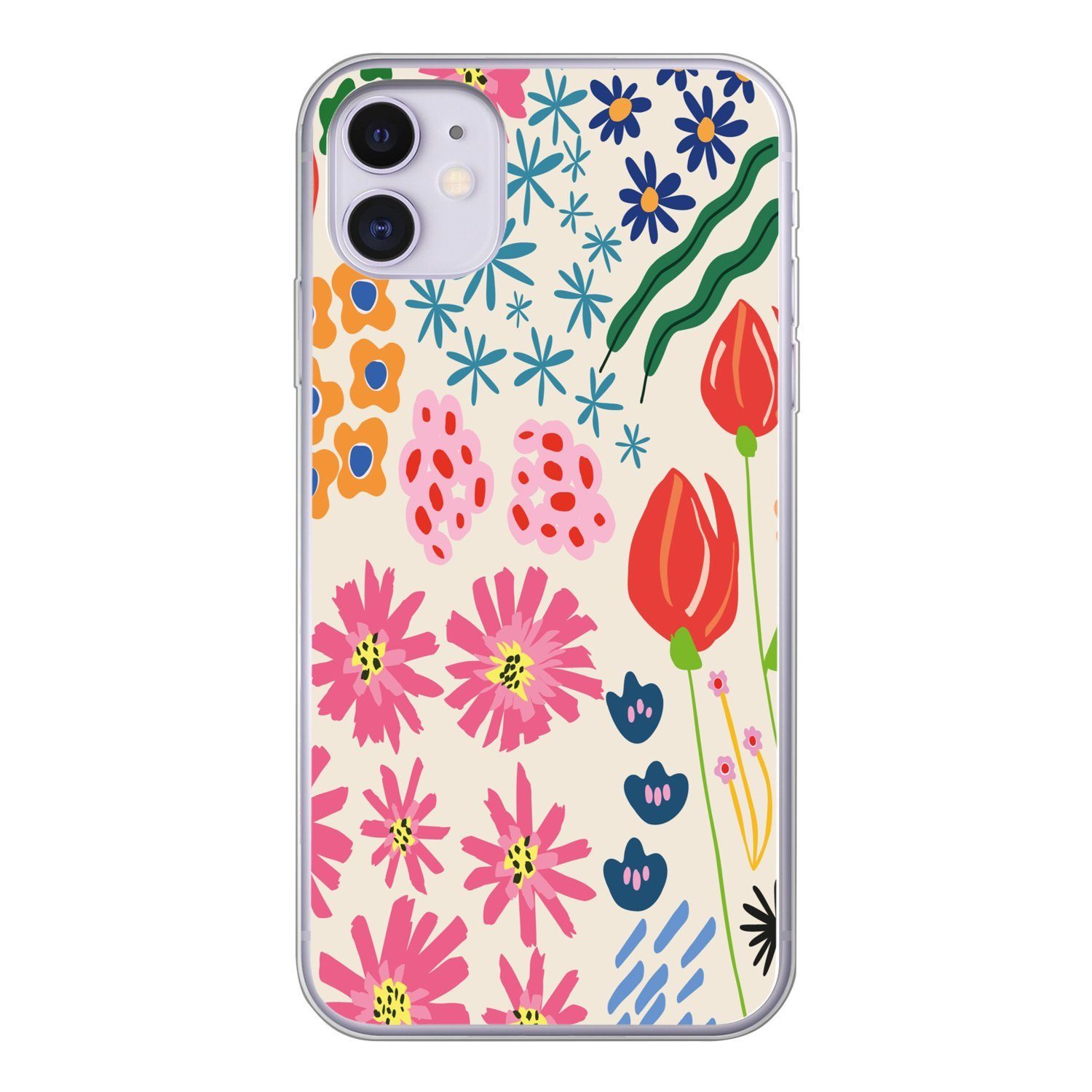 MuchoWow Handyhülle für Apple iPhone 11 Blumen - Gestaltung - Tulpe, Smartphone-Bumper, Print, Handy Schutzhülle Dünn