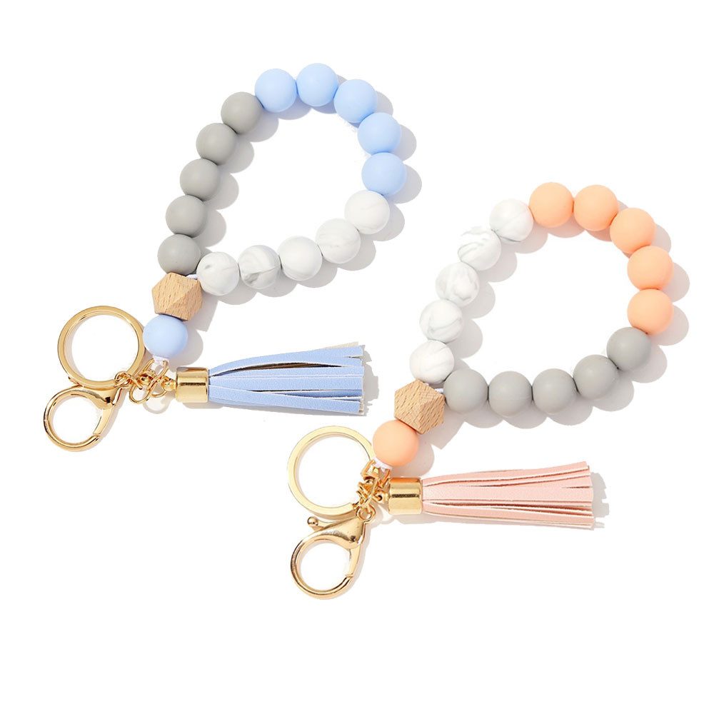Schlüsselanhänger Schlüsselanhänger 2 Gliederarmbänder für Frauen mit Lederquaste