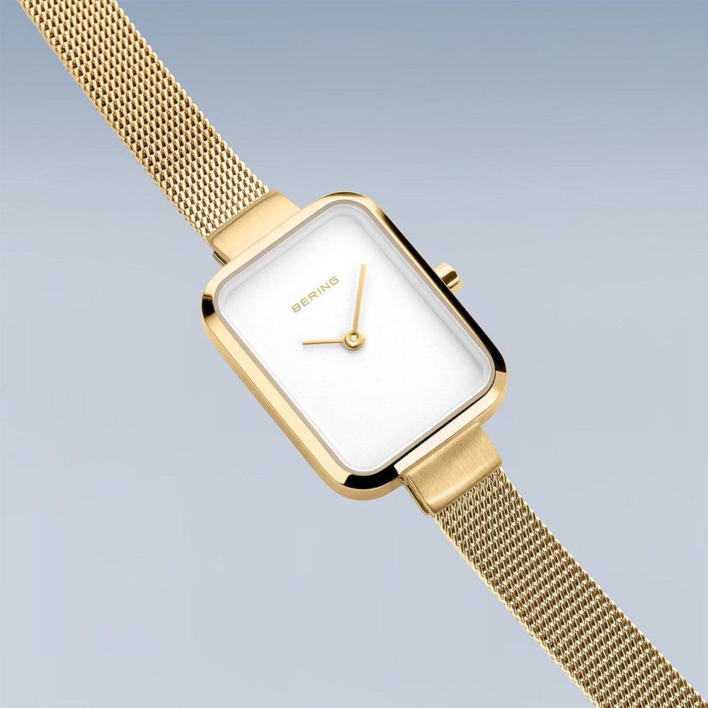 Bering Quarzuhr Petite Square gold poliert/gebürstet 14520-334 14520-334, Hochwertiges Produkt mit zeitlosem Design, sorgfältiger Verarbeitung