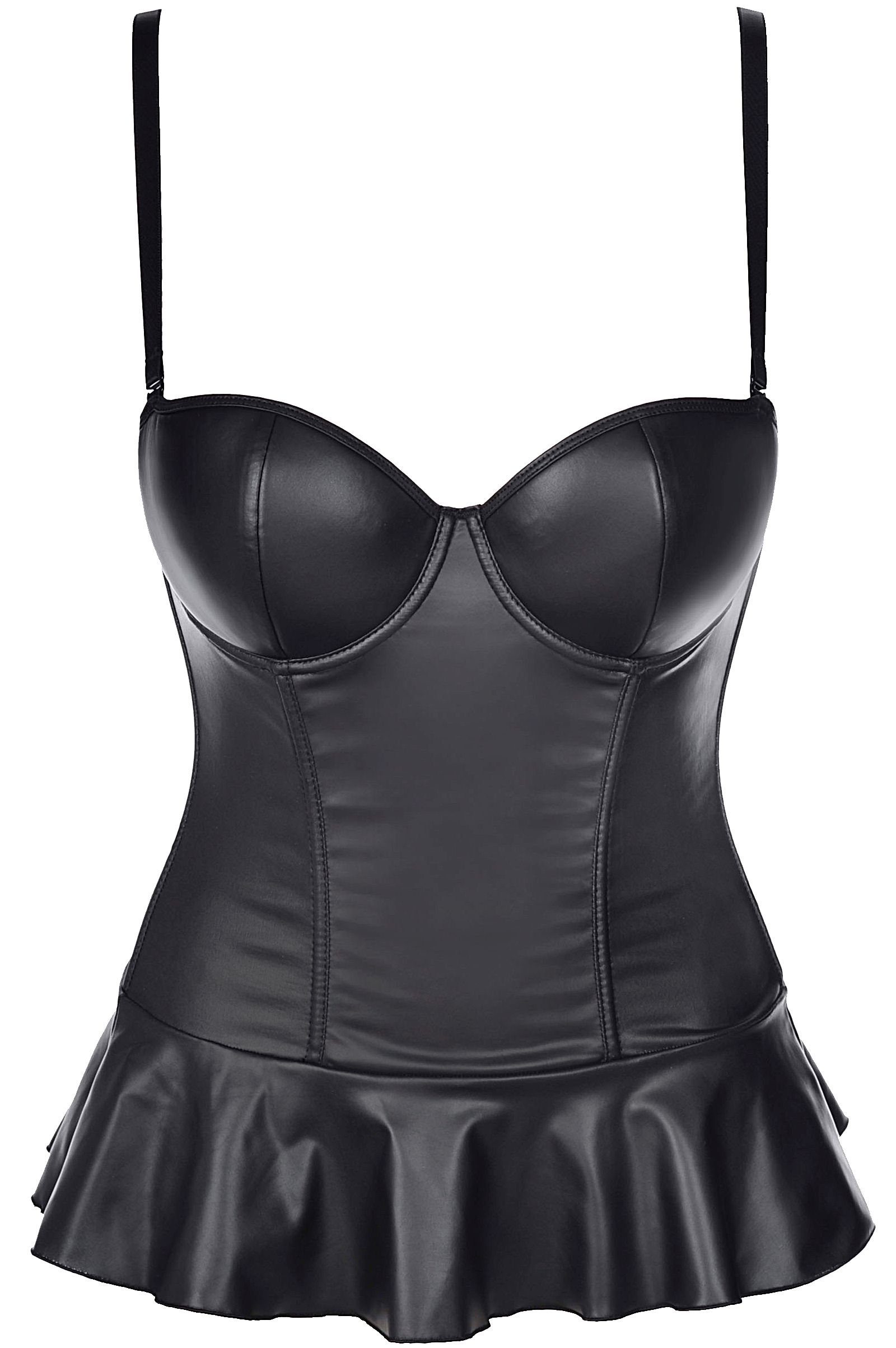 Axami Corsage Korsett Kunstleder schwarz Reißverschluss Latexlook Wetlook (einzeln)